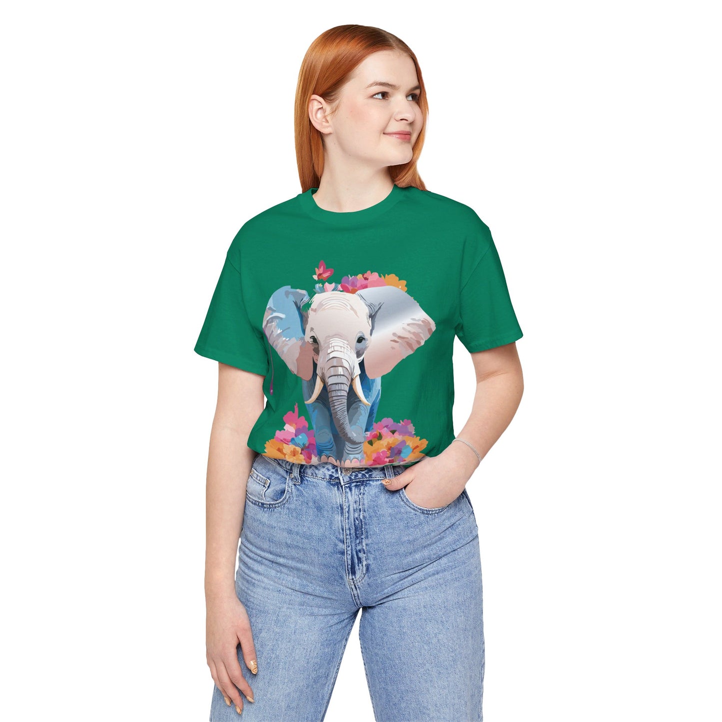 Natural Cotton Tee Shirt with Elephant Printify