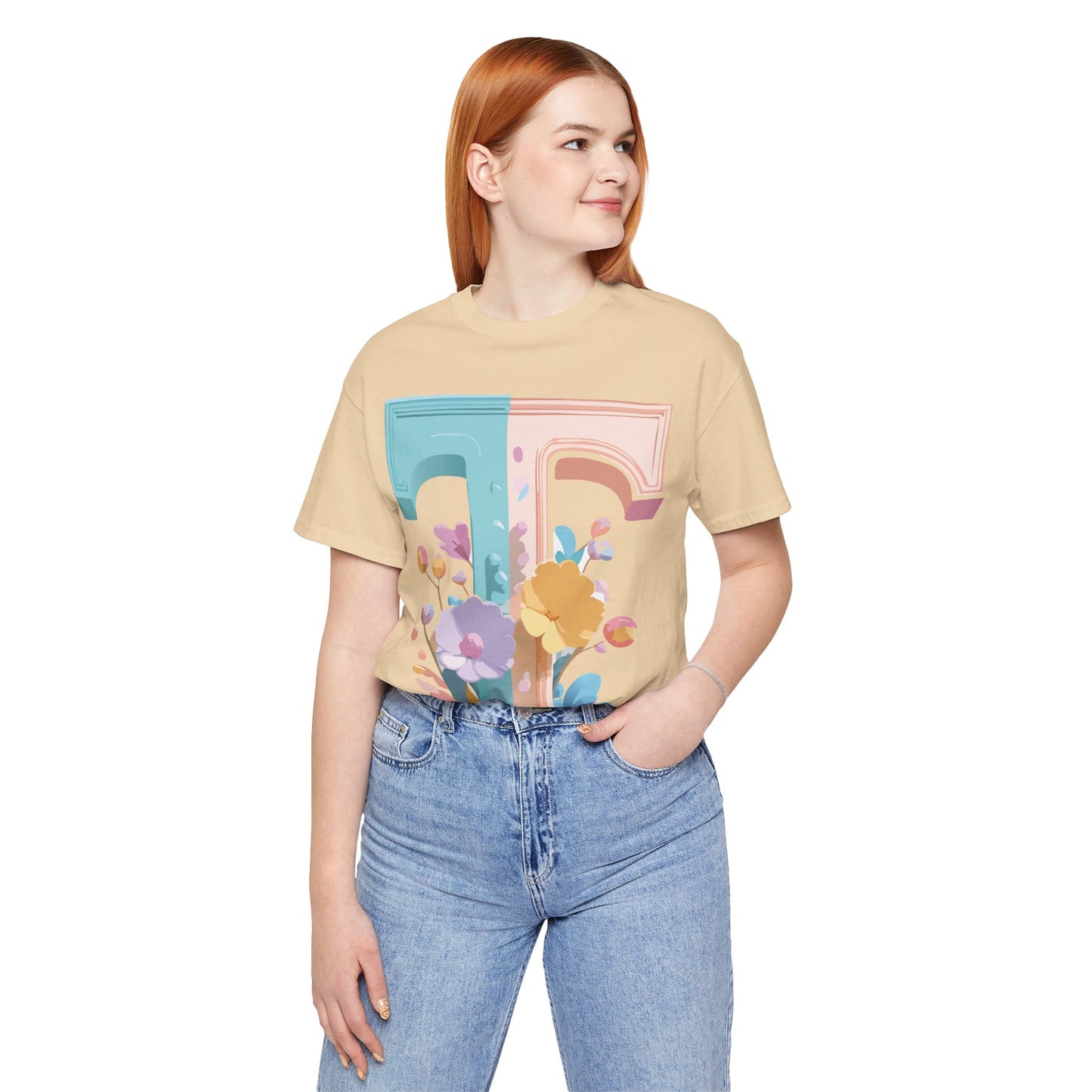 Natural Cotton Tee Shirt - Letters Collection - T Printify