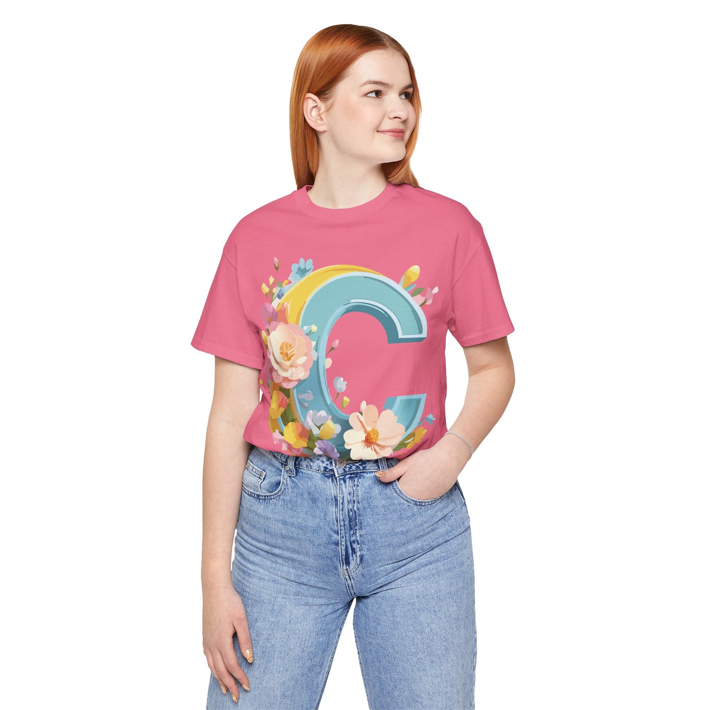 Natural Cotton Tee Shirt - Letters Collection - C Printify