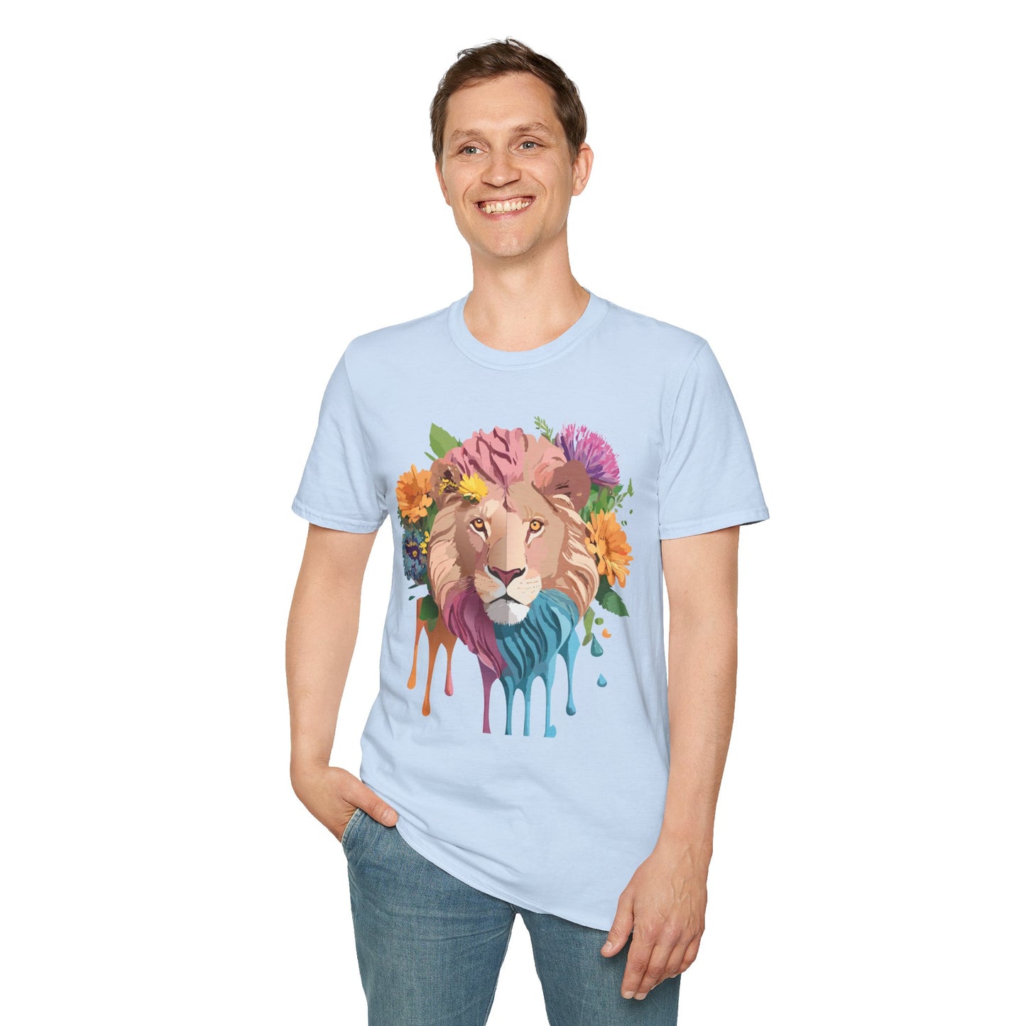 Lion Shirt, Shirt with Lion, Floral Lion Tee, Shirt with Animals