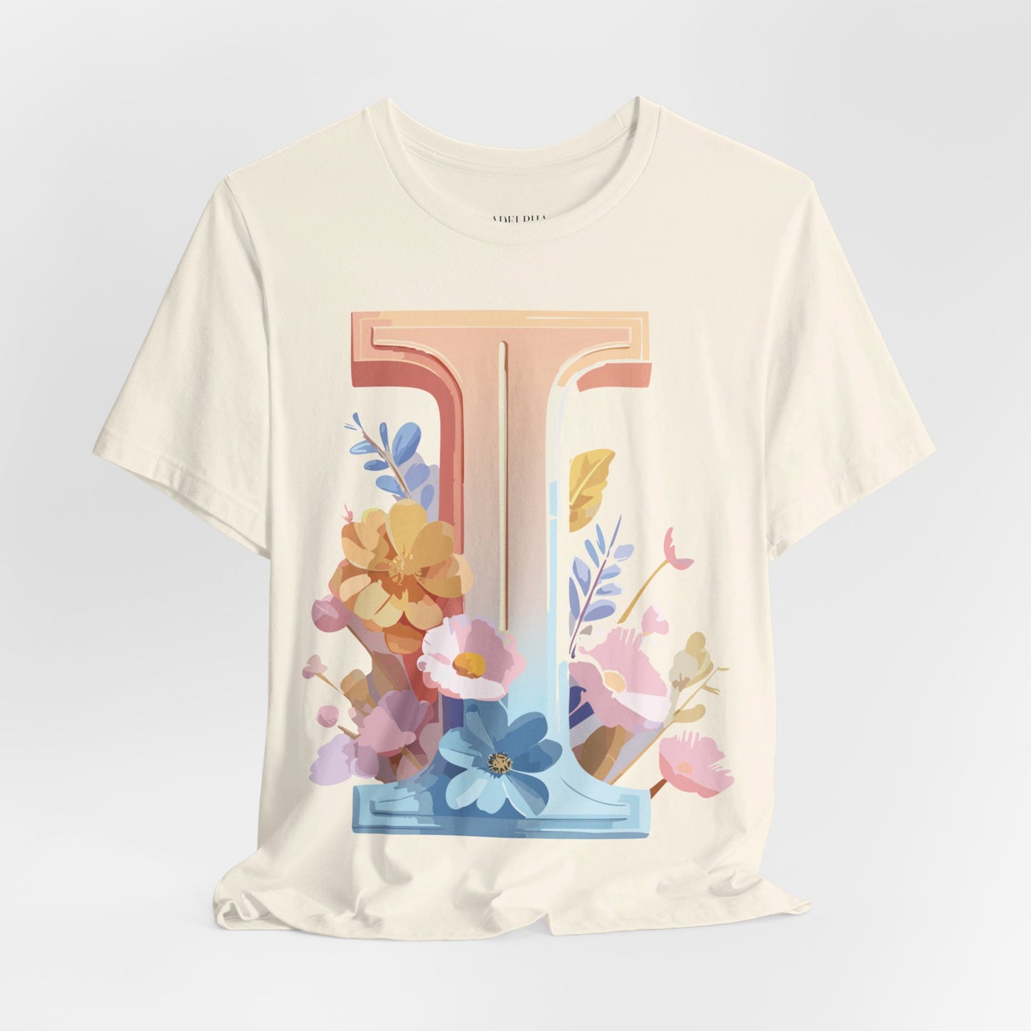 Natural Cotton Tee Shirt - Letters Collection - I Printify