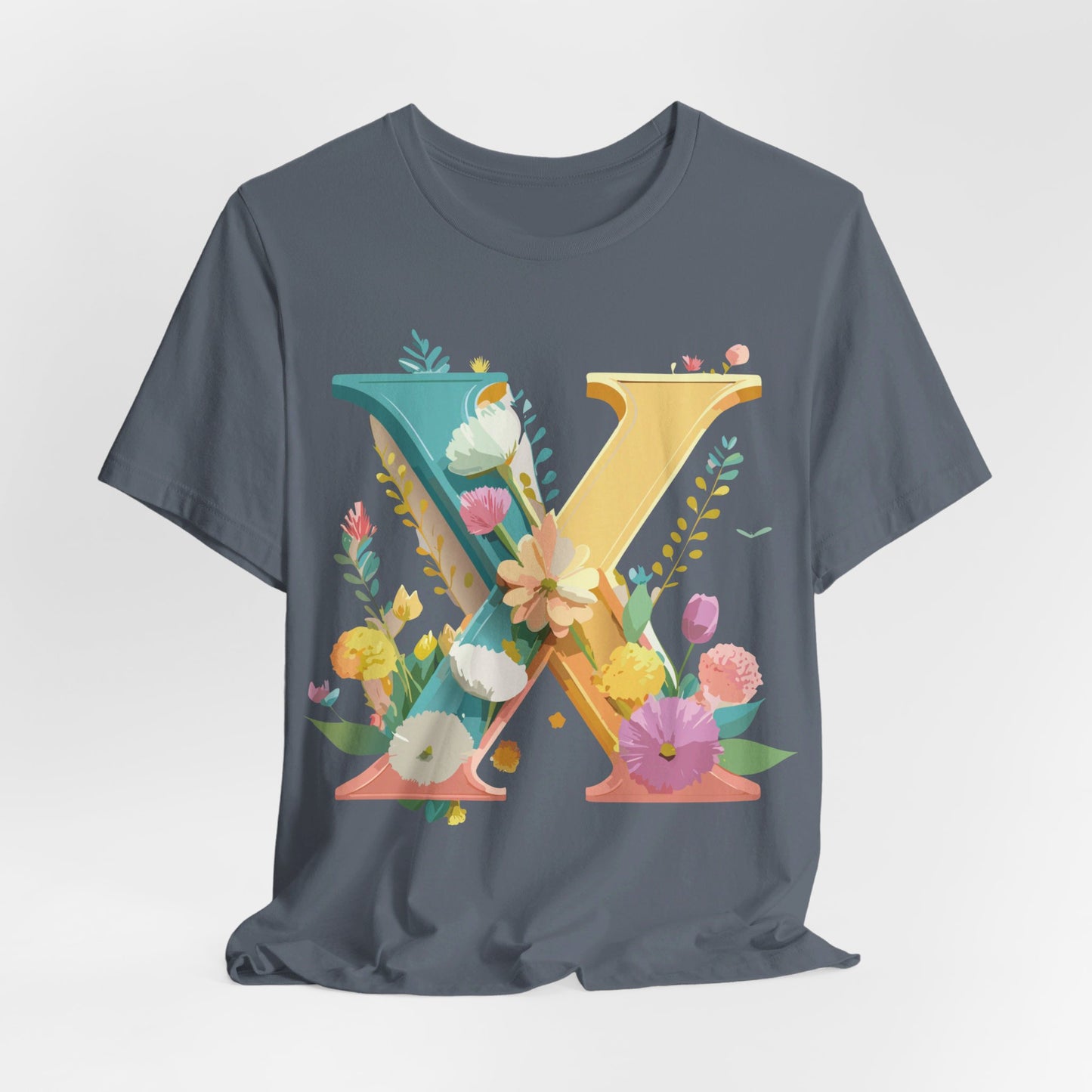 Natural Cotton Tee Shirt - Letters Collection - X Printify