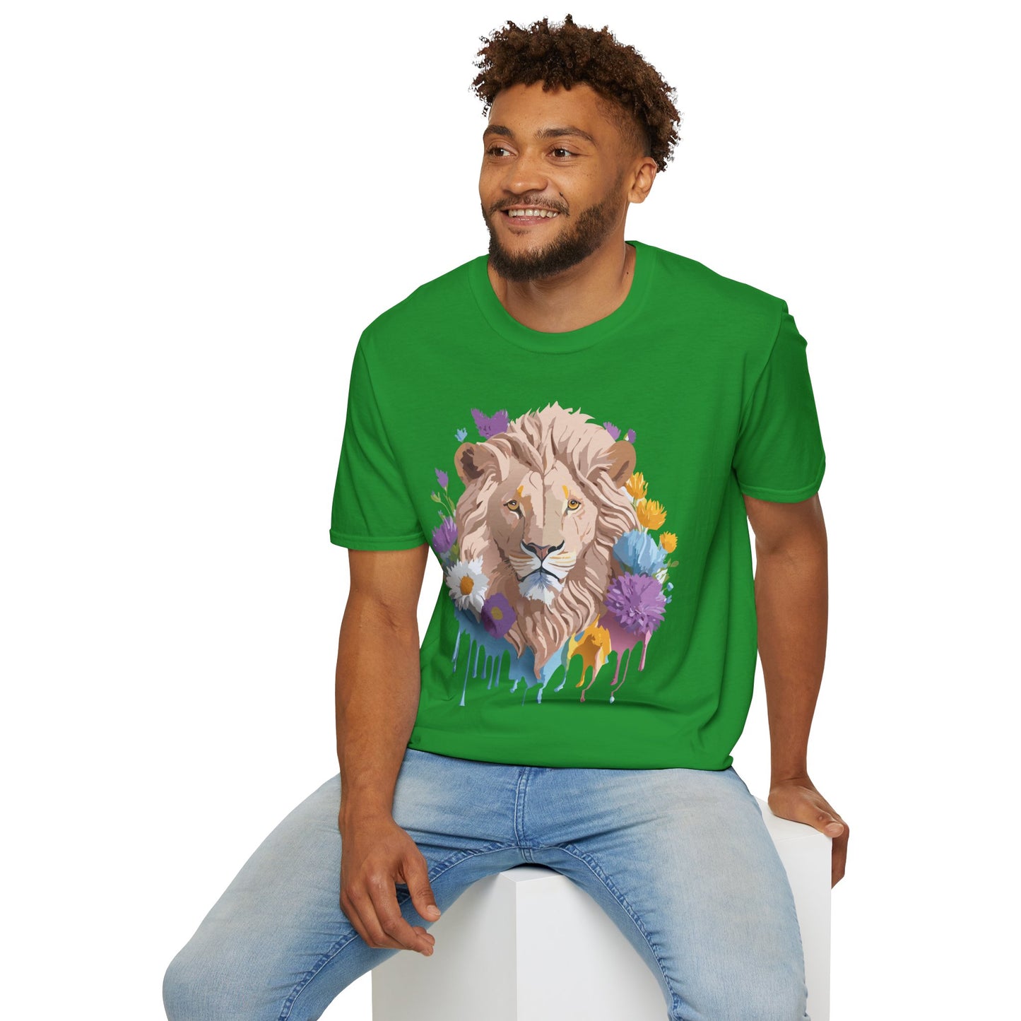 Lion Shirt, Shirt with Lion, Floral Lion Tee, Shirt with Animals