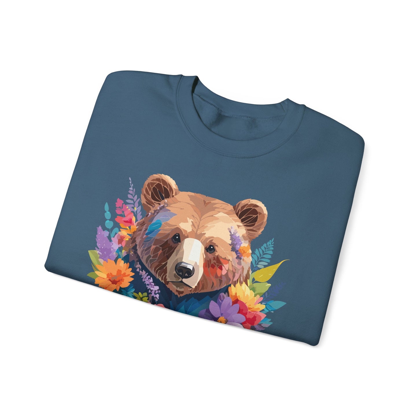 Unisex Floral Bear Sweatshirt, Animals Sweatshirt, Floral Sweatshirt, Art Design Sweatshirt