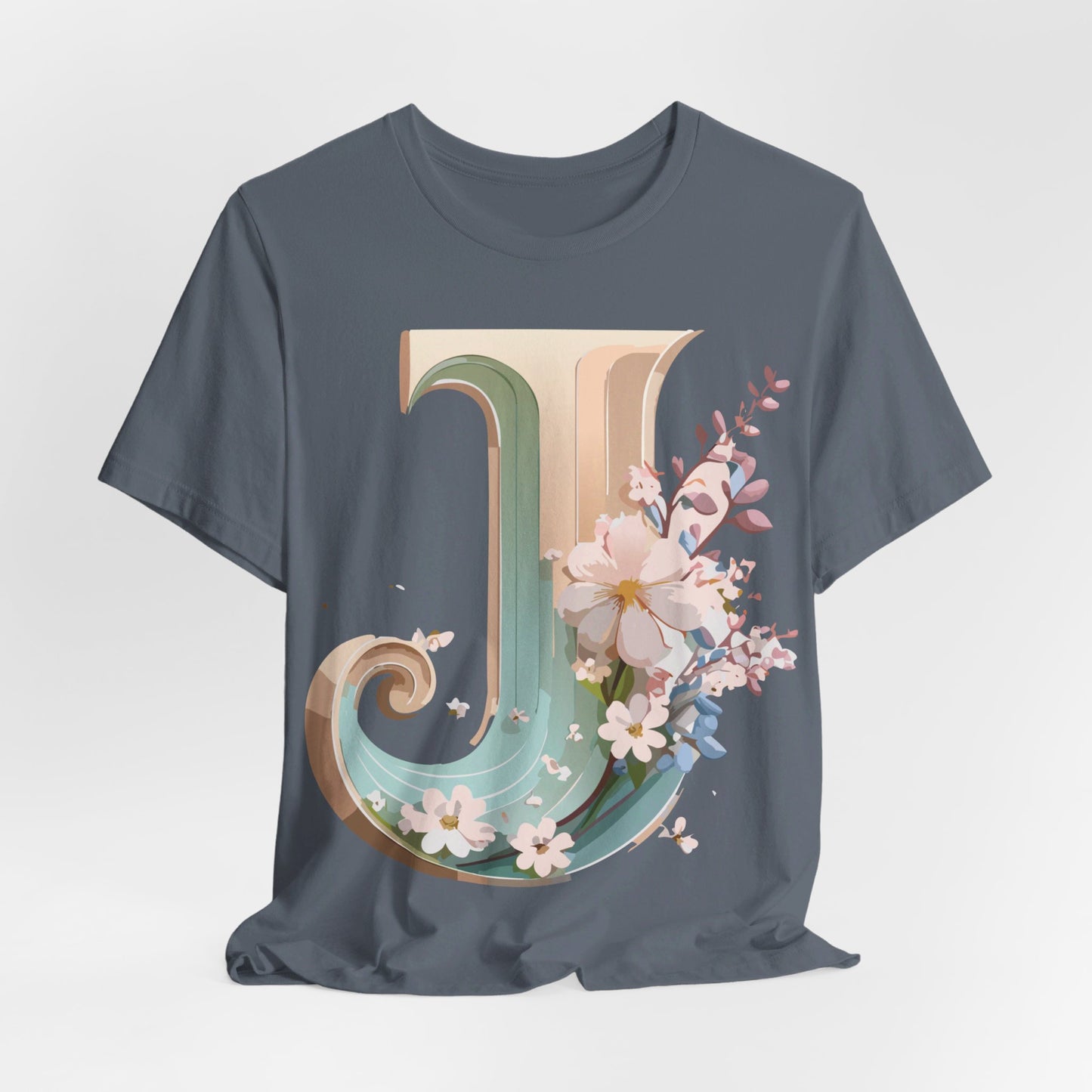 Natural Cotton Tee Shirt - Letters Collection - J Printify