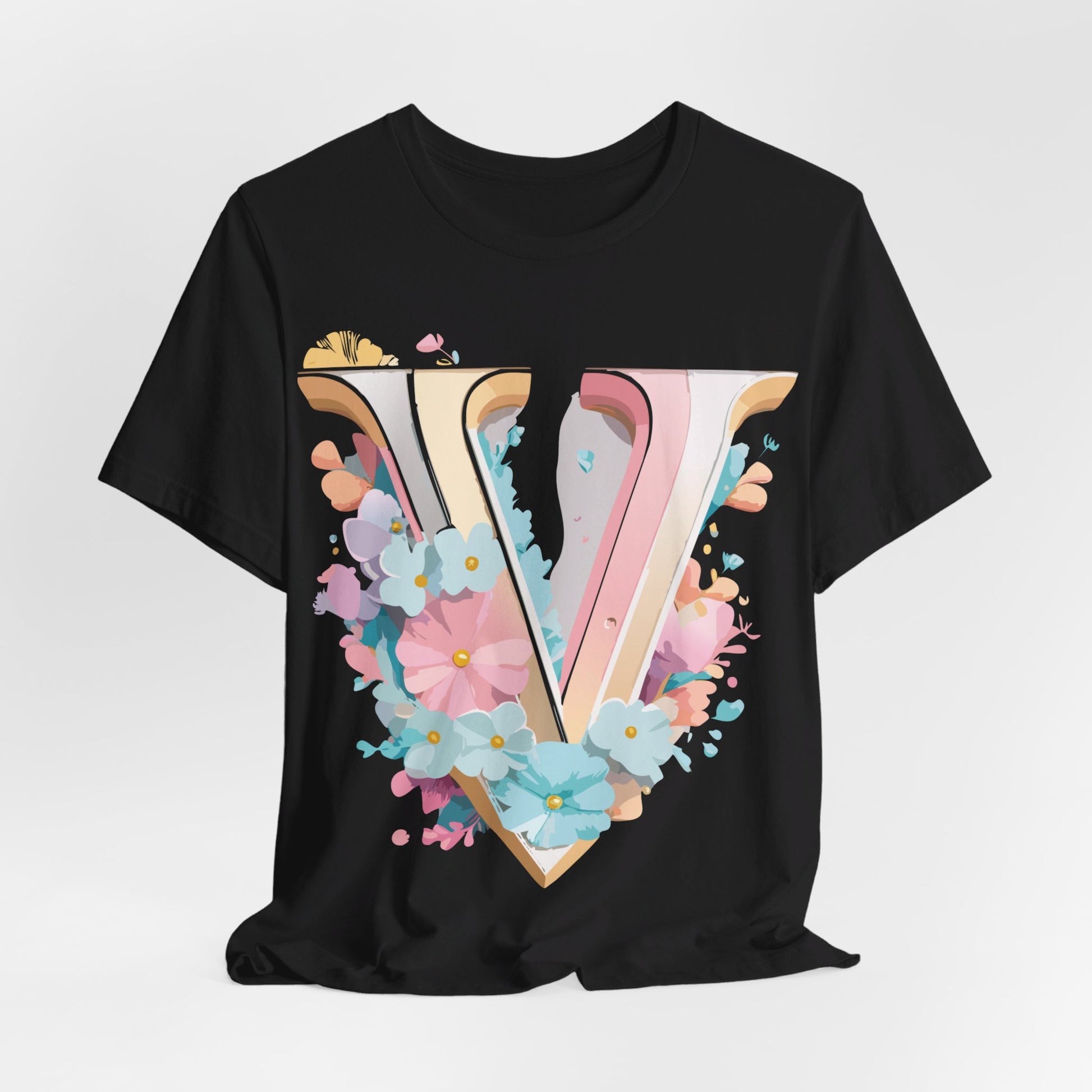 Natural Cotton Tee Shirt - Letters Collection - V Printify