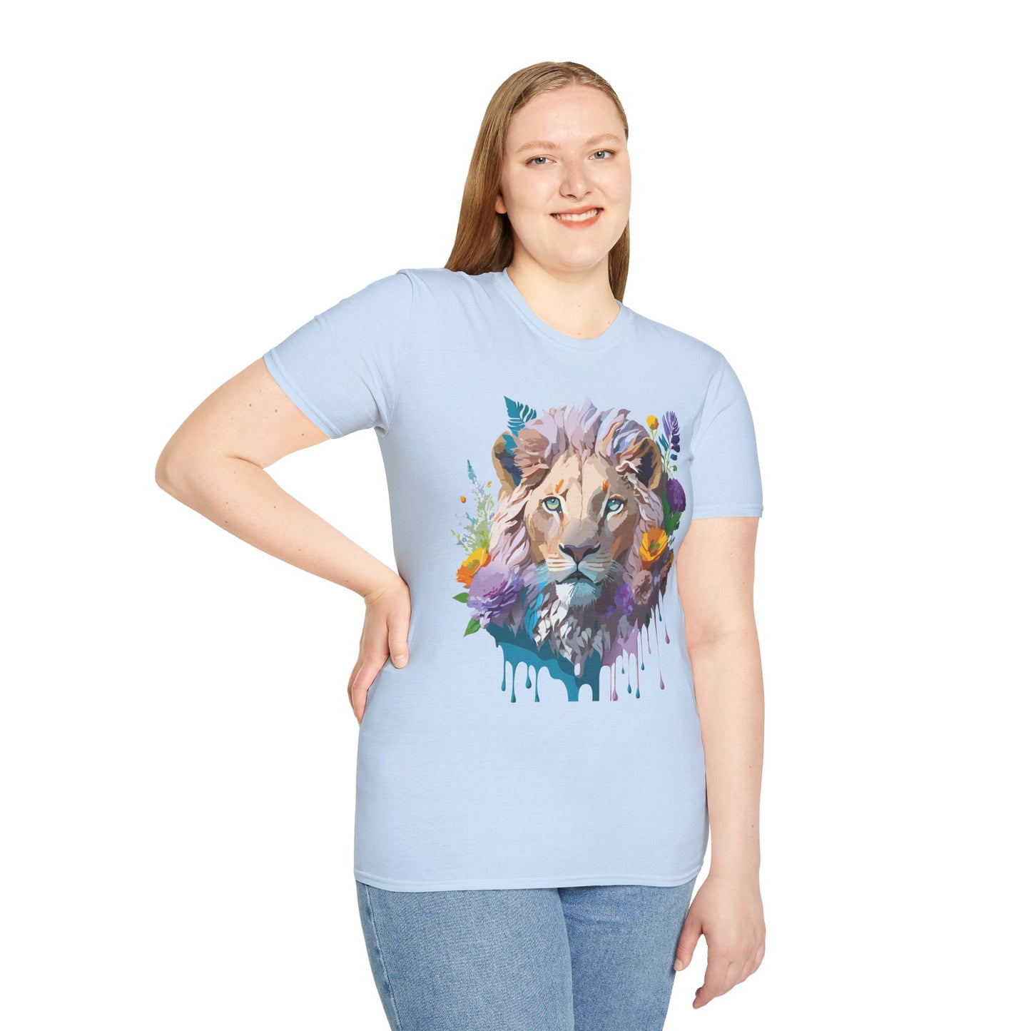 Lion Shirt, Shirt with Lion, Floral Lion Tee, Shirt with Animals