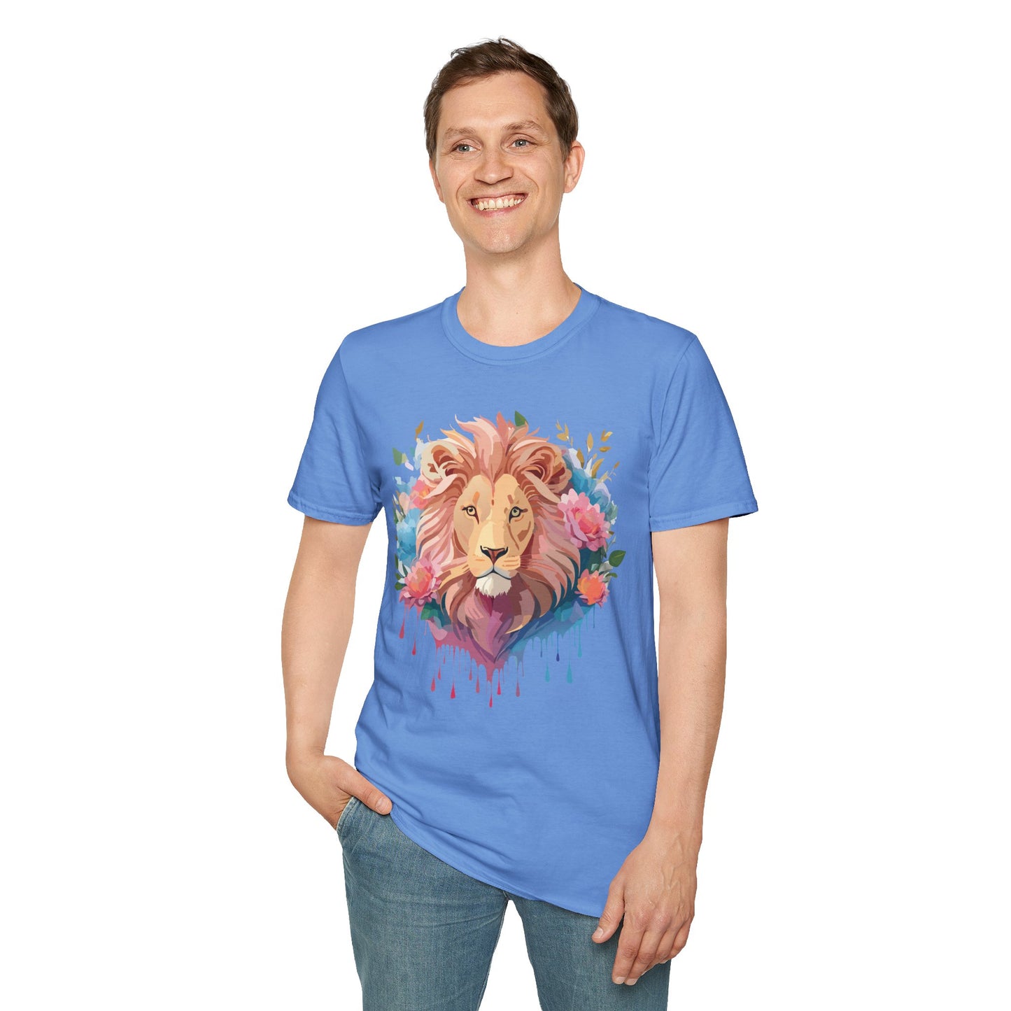Lion Shirt, Shirt with Lion, Floral Lion Tee, Shirt with Animals