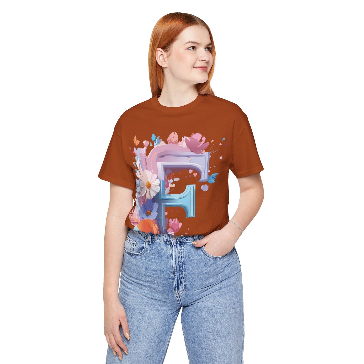 Natural Cotton Tee Shirt - Letters Collection - F Printify