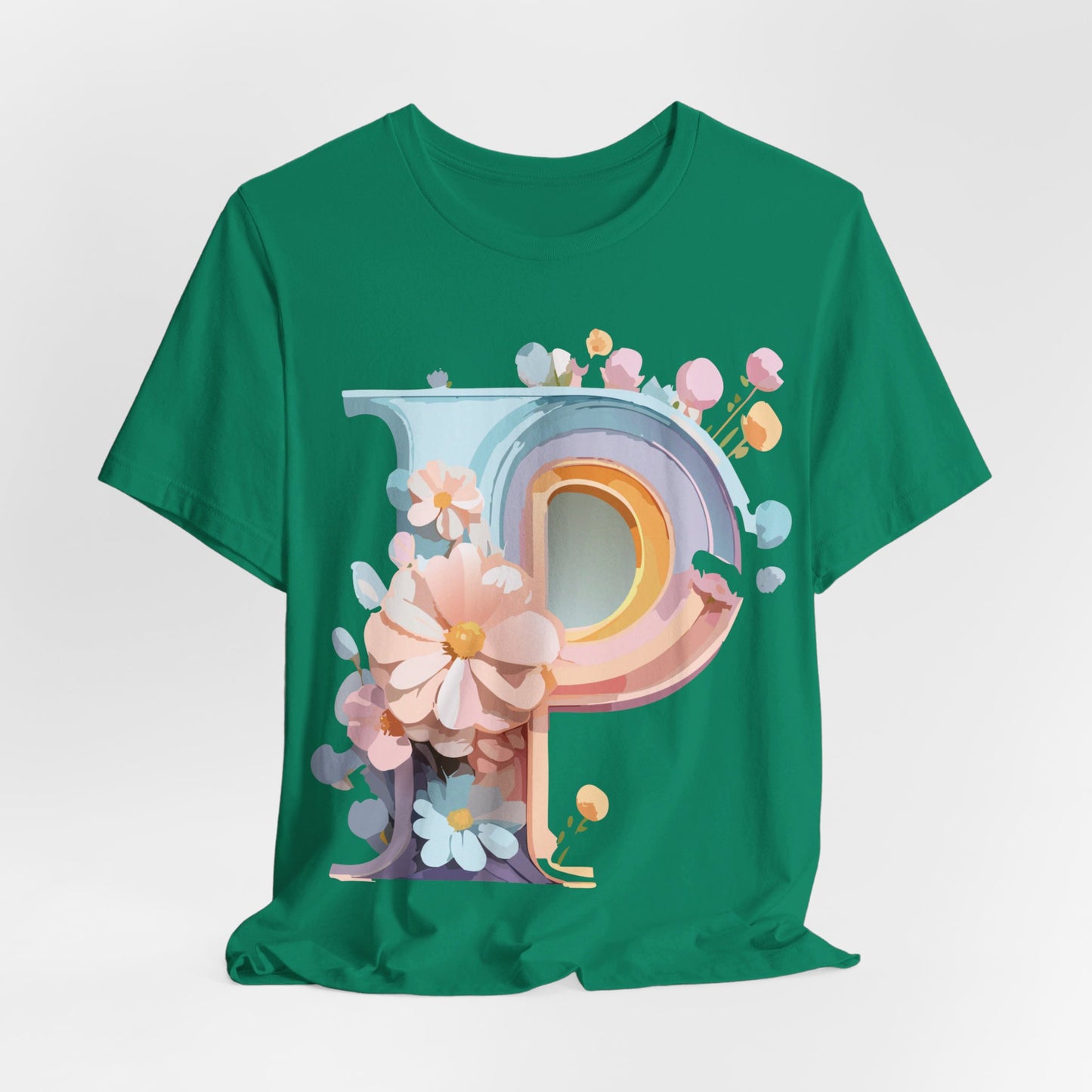 Natural Cotton Tee Shirt - Letters Collection - P Printify