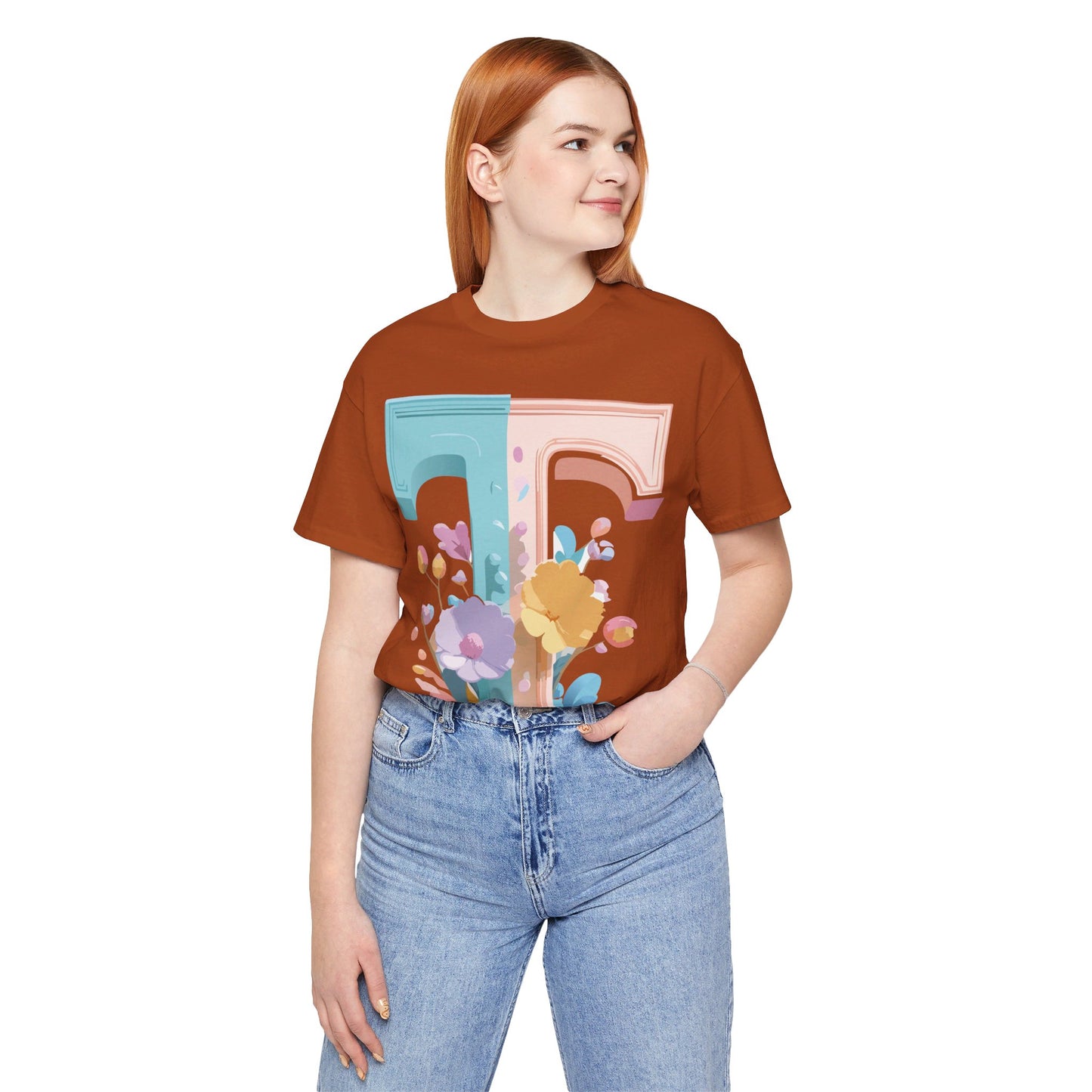 Natural Cotton Tee Shirt - Letters Collection - T Printify