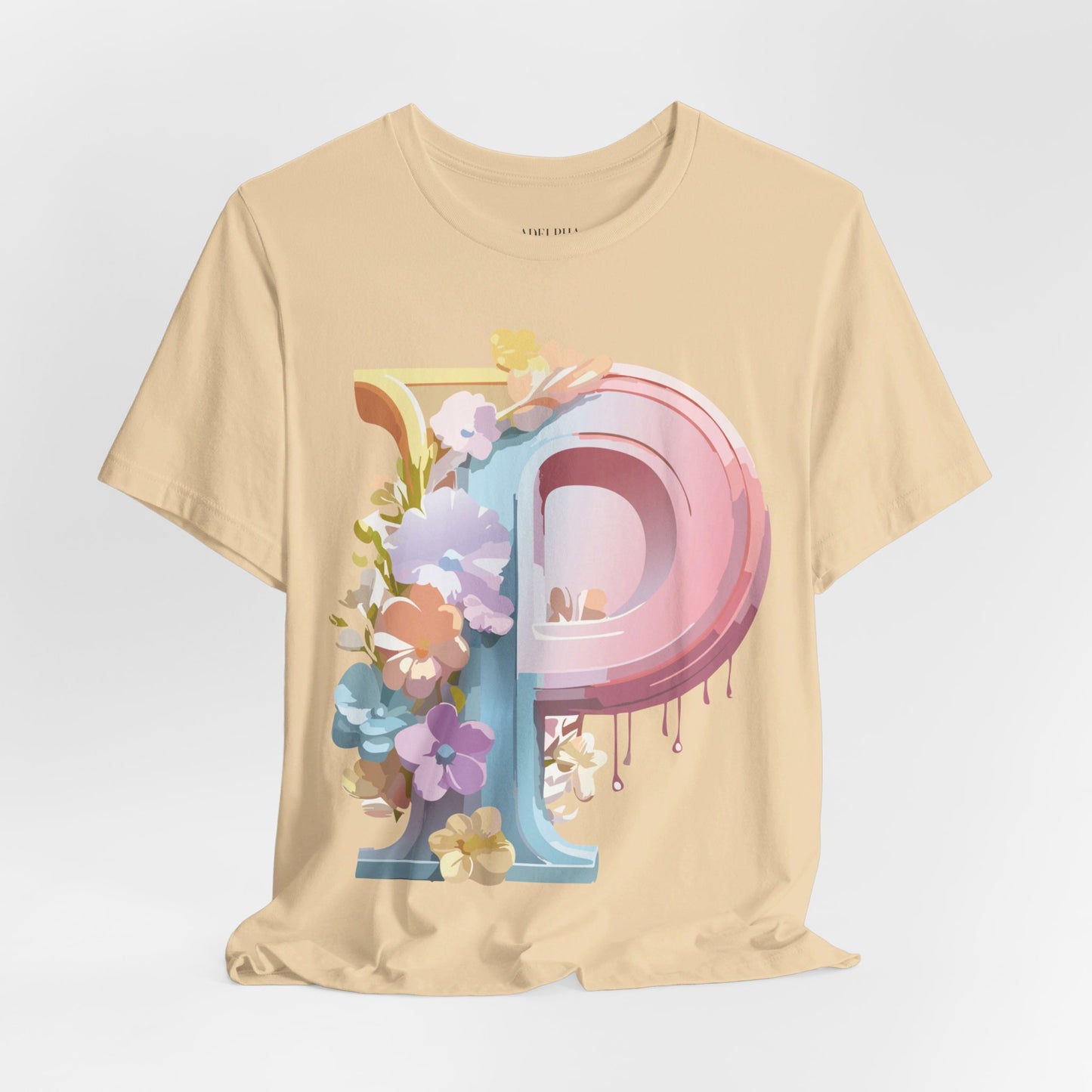 Natural Cotton Tee Shirt - Letters Collection - P Printify
