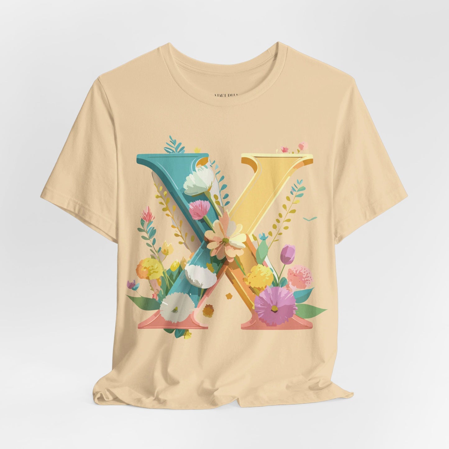 Natural Cotton Tee Shirt - Letters Collection - X Printify