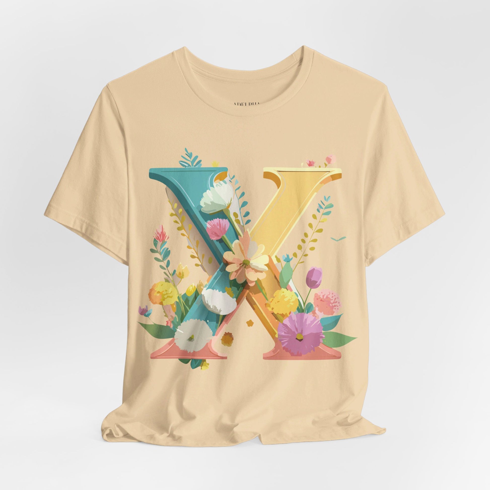 Natural Cotton Tee Shirt - Letters Collection - X Printify