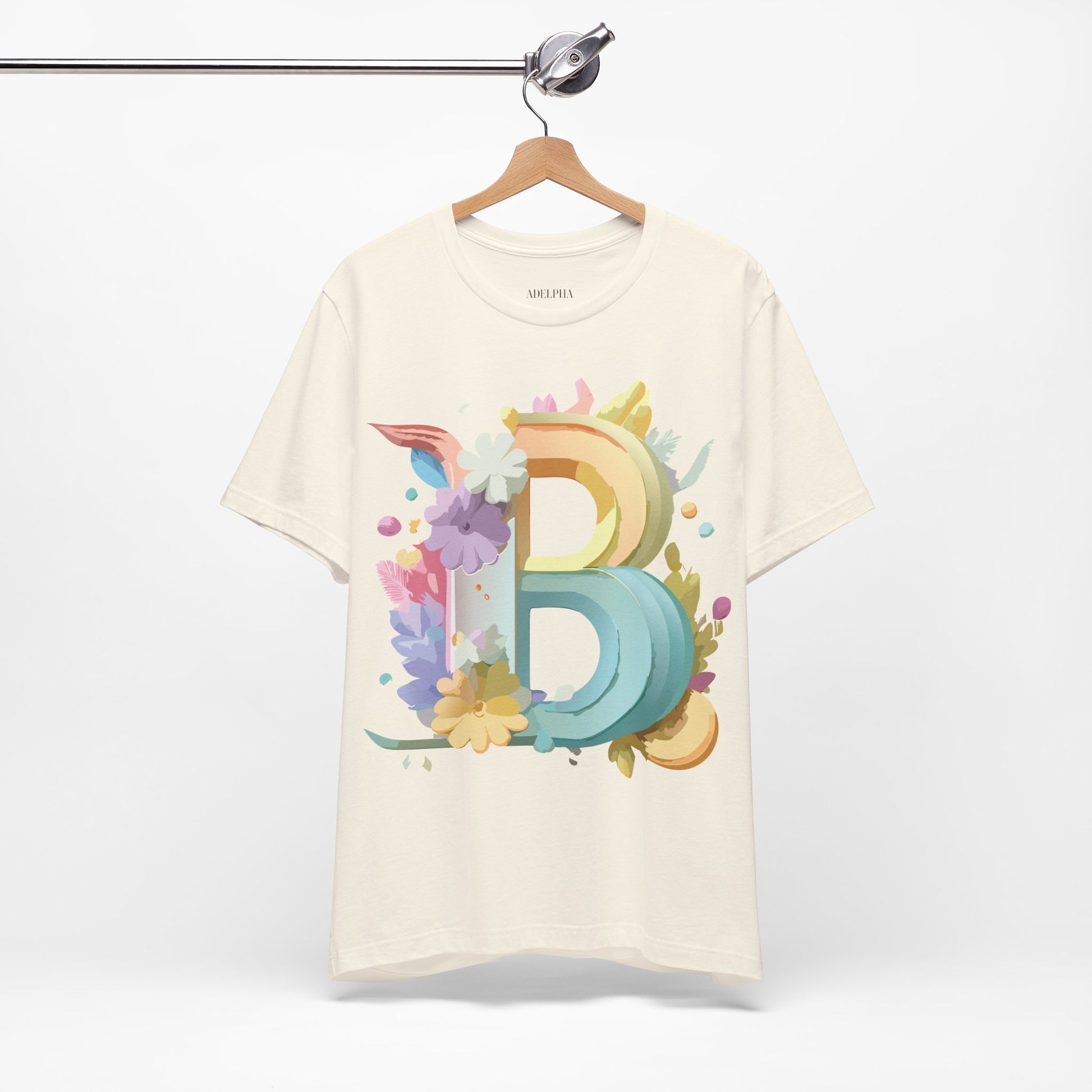 Natural Cotton Tee Shirt - Letters Collection - B Printify