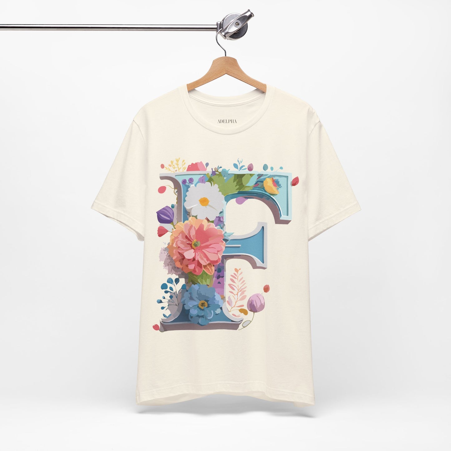 Natural Cotton Tee Shirt - Letters Collection - F Printify