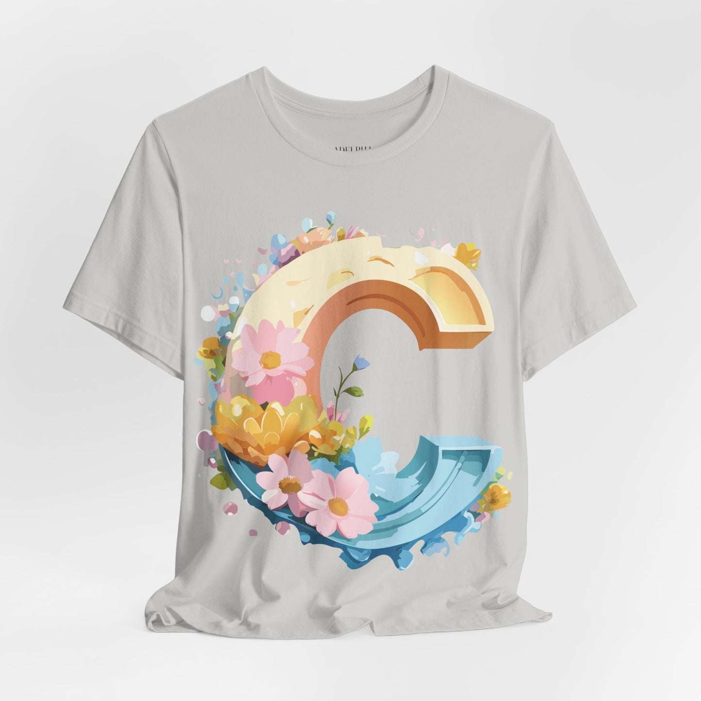 Natural Cotton Tee Shirt - Letters Collection - C Printify