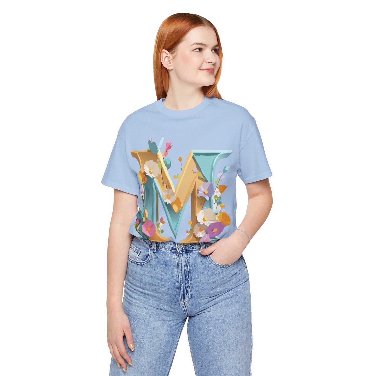 Natural Cotton Tee Shirt - Letters Collection - M Printify