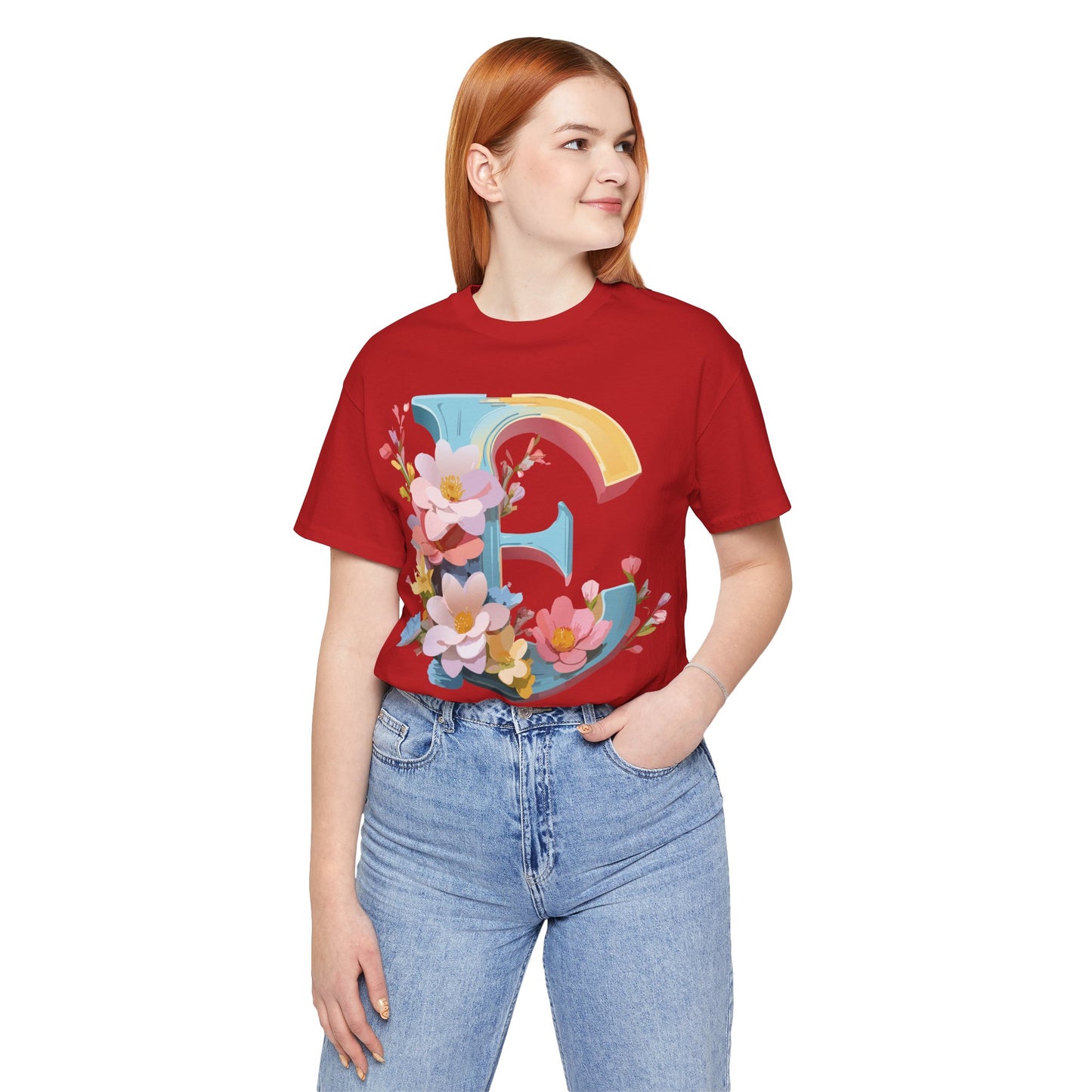 Natural Cotton Tee Shirt - Letters Collection - E Printify