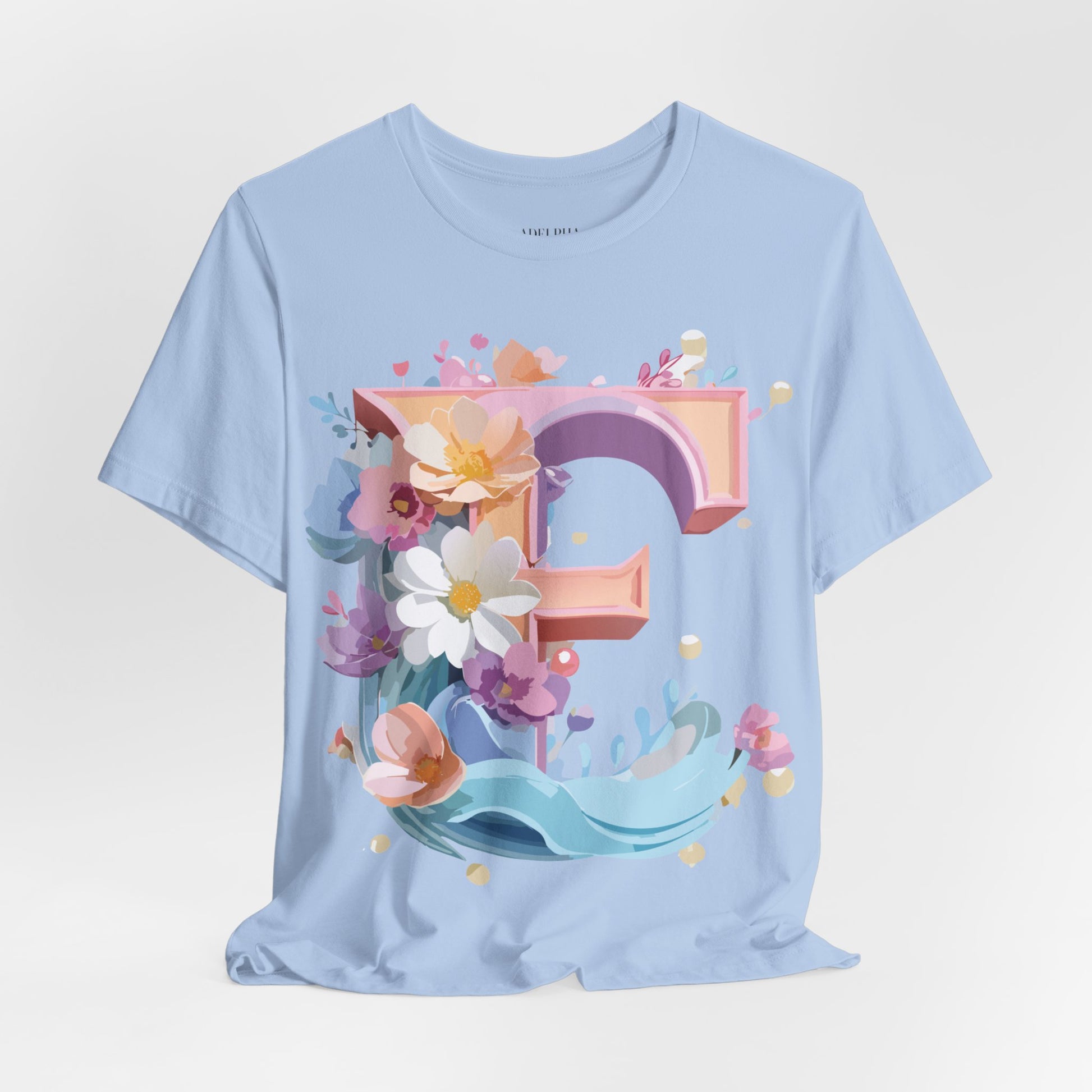 Natural Cotton Tee Shirt - Letters Collection - E Printify
