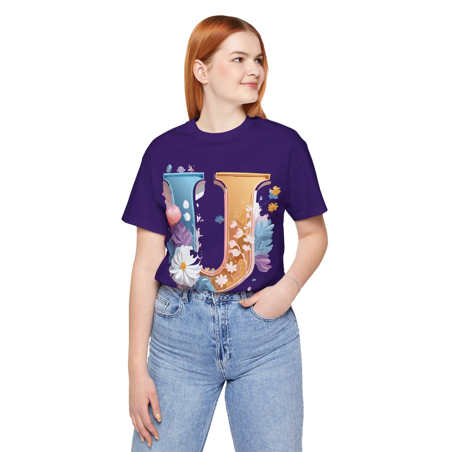 Natural Cotton Tee Shirt - Letters Collection - U Printify