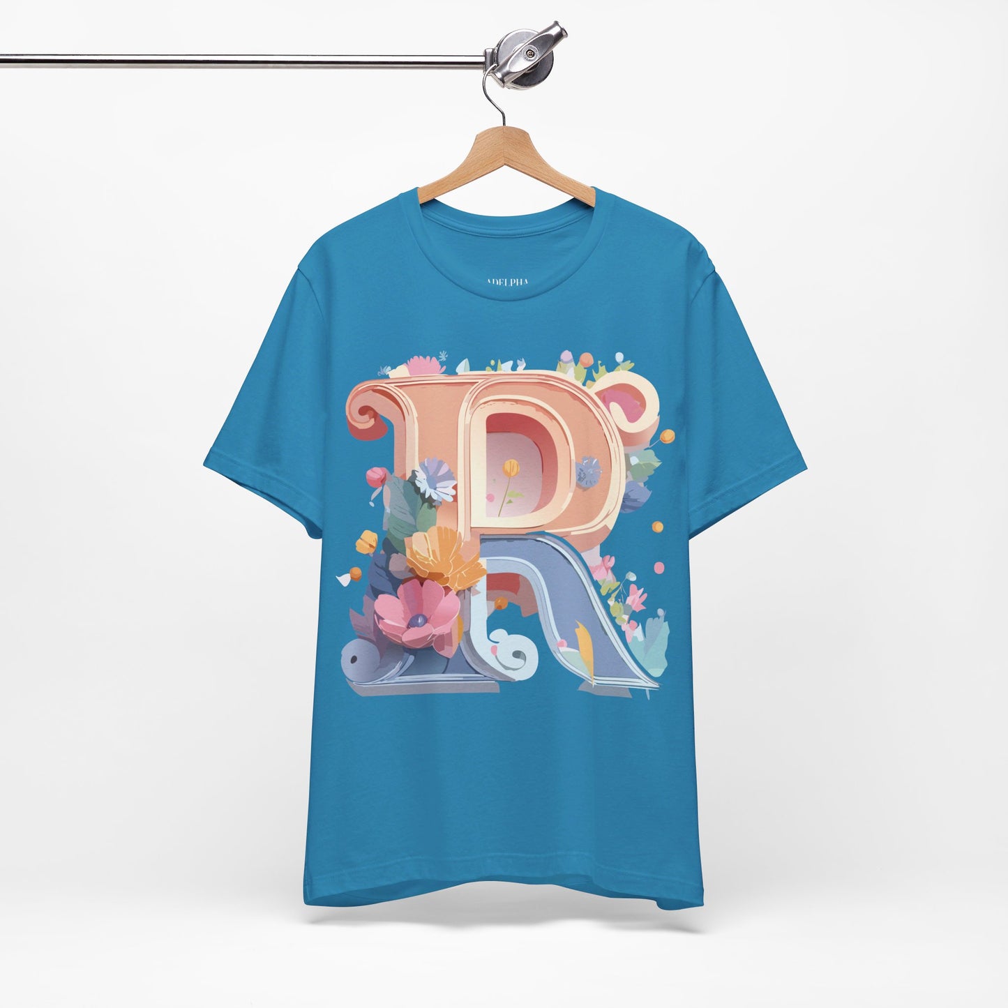 Natural Cotton Tee Shirt - Letters Collection - R Printify