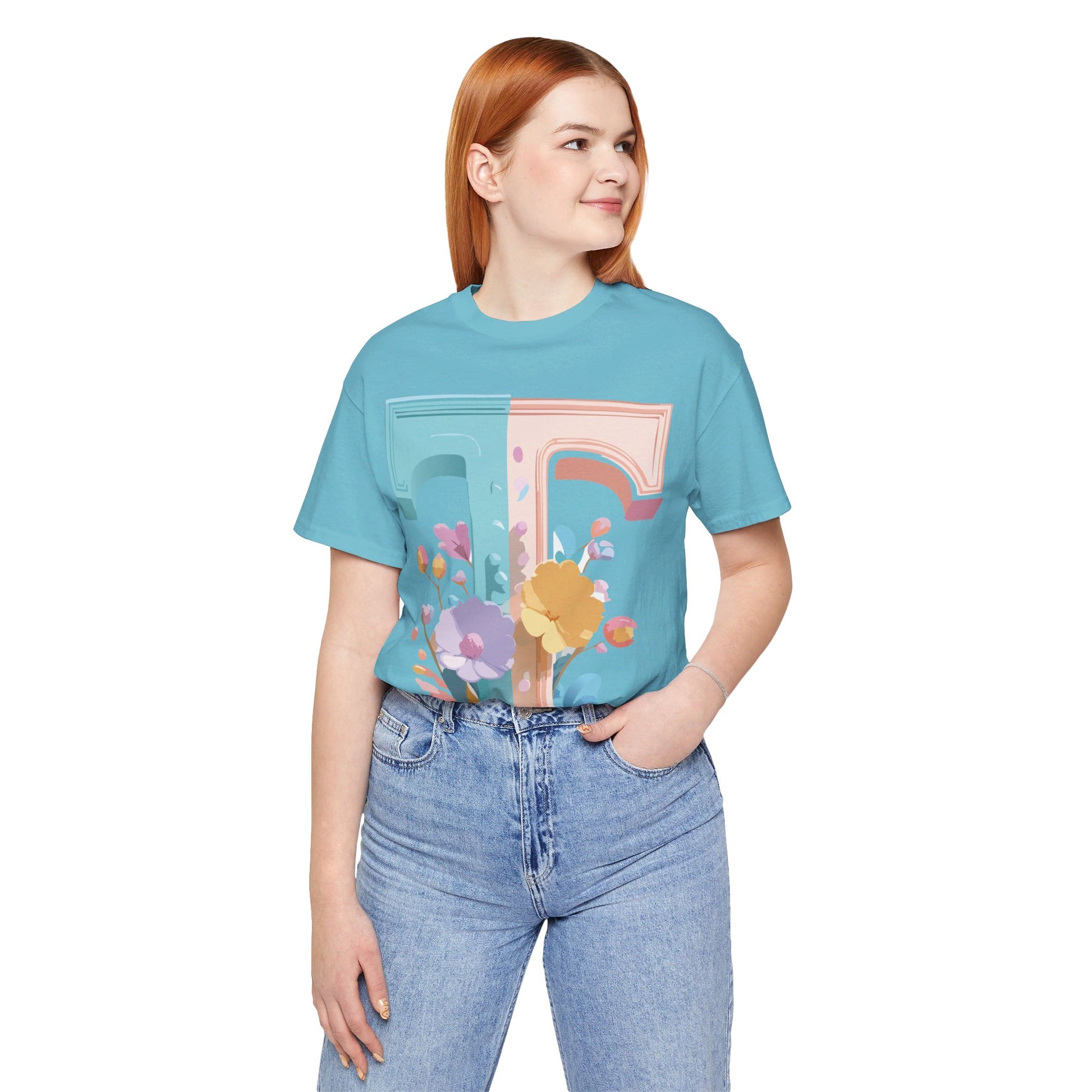 Natural Cotton Tee Shirt - Letters Collection - T Printify