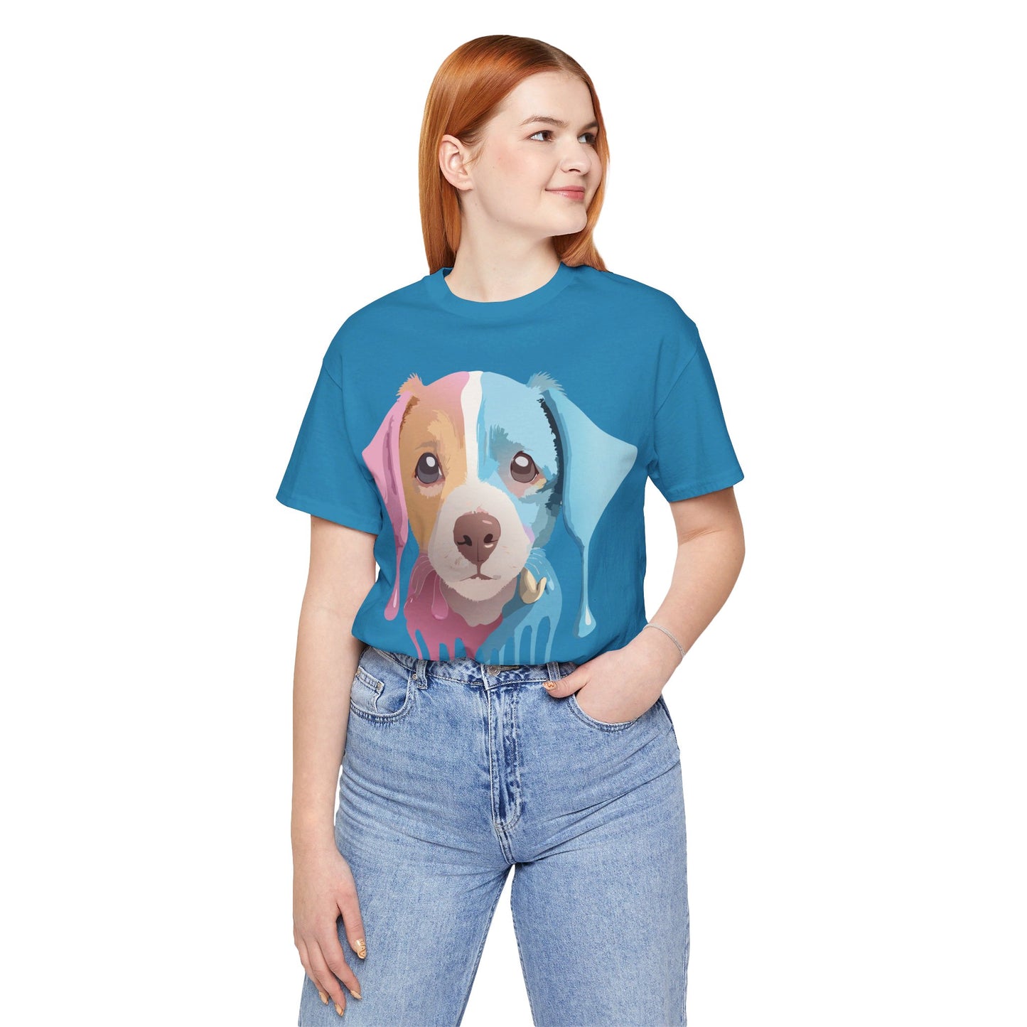 Natural Cotton Tee Shirt with Dog Printify