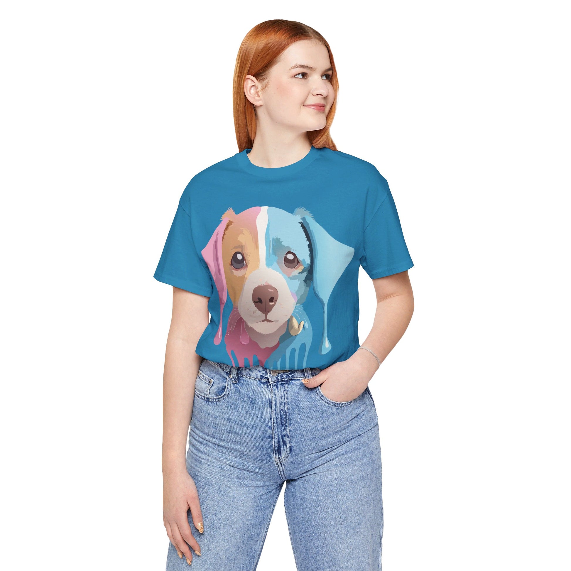 Natural Cotton Tee Shirt with Dog Printify