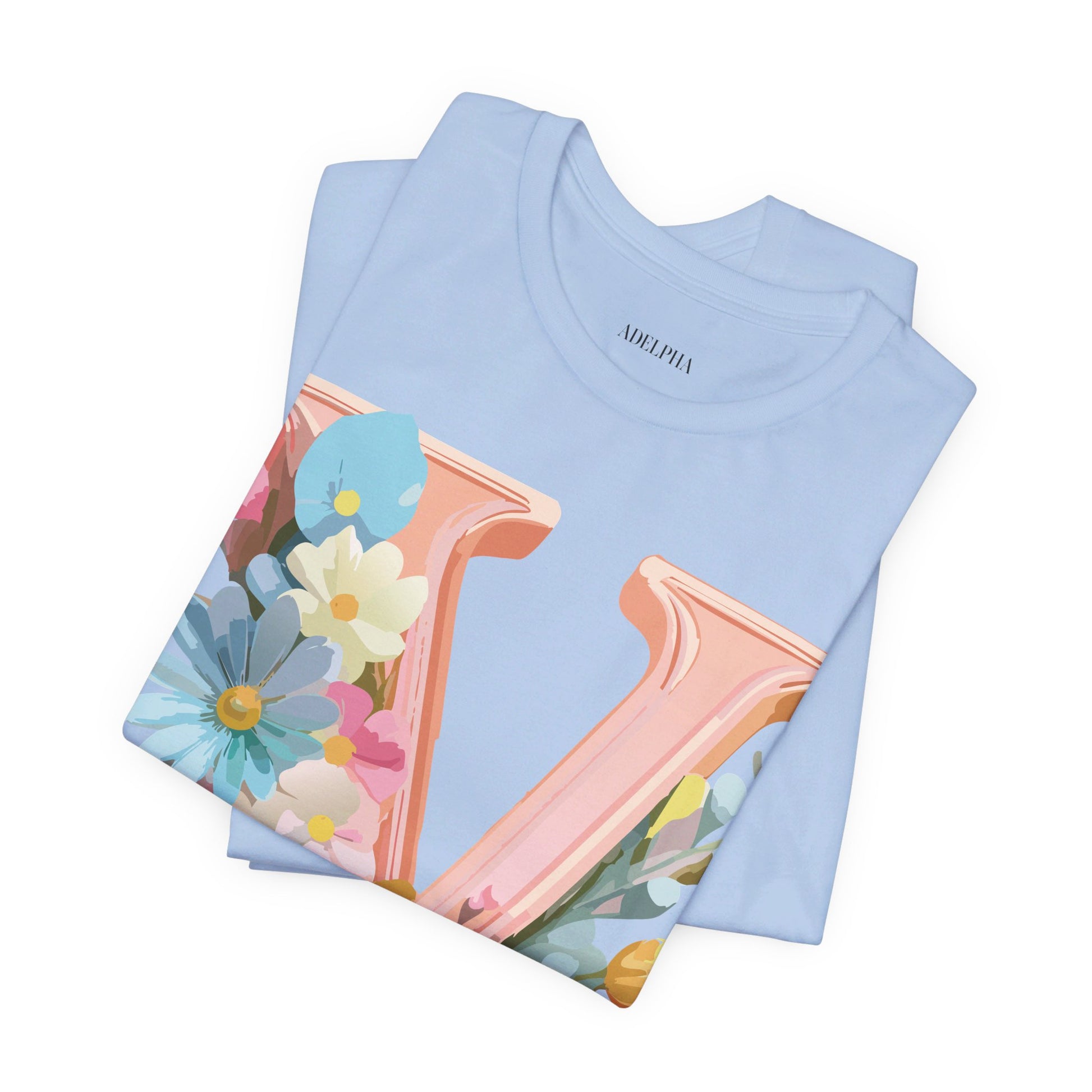 Natural Cotton Tee Shirt - Letters Collection - V Printify