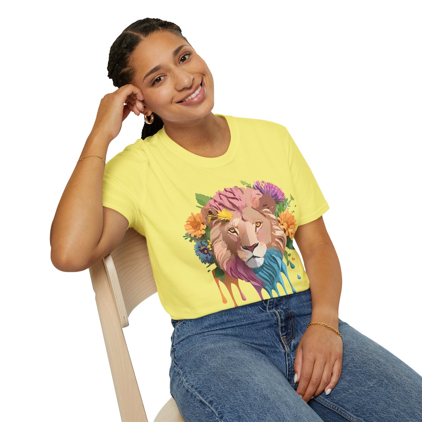 Lion Shirt, Shirt with Lion, Floral Lion Tee, Shirt with Animals