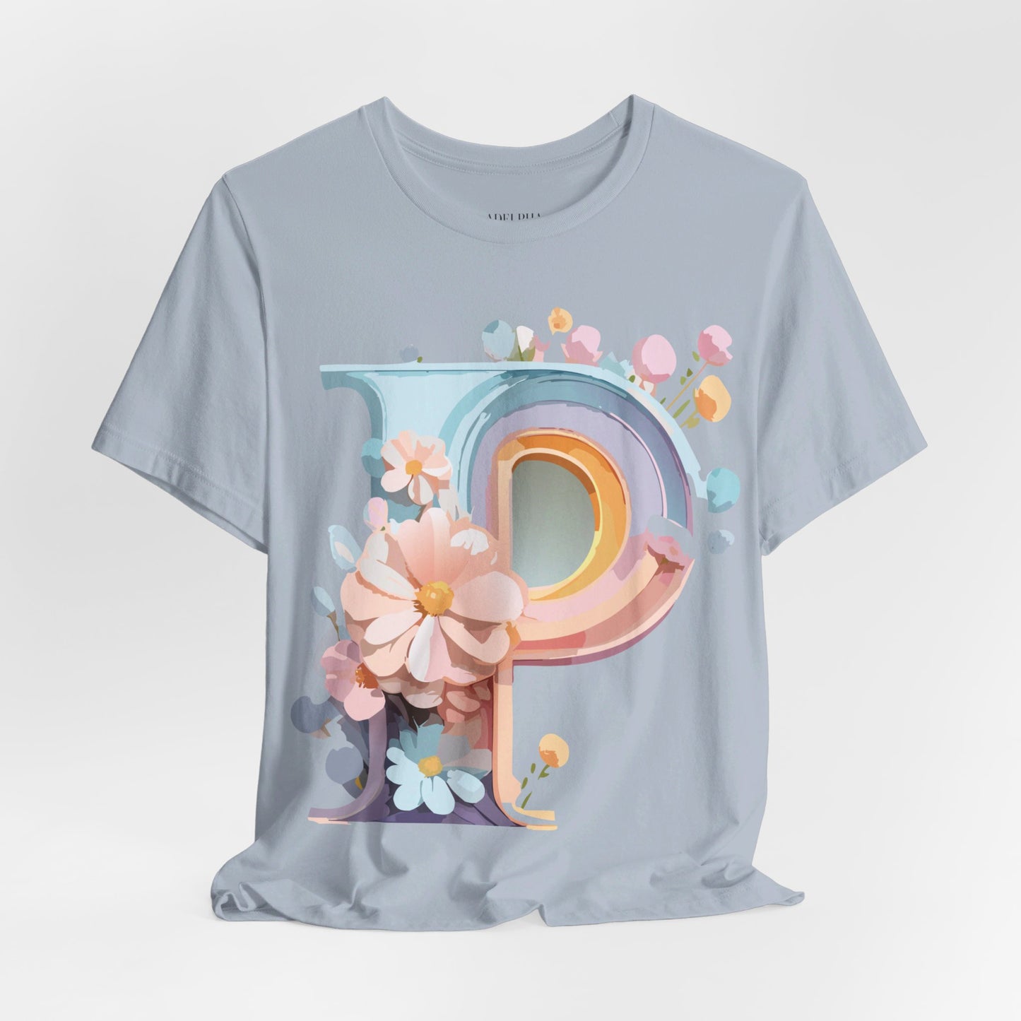 Natural Cotton Tee Shirt - Letters Collection - P Printify