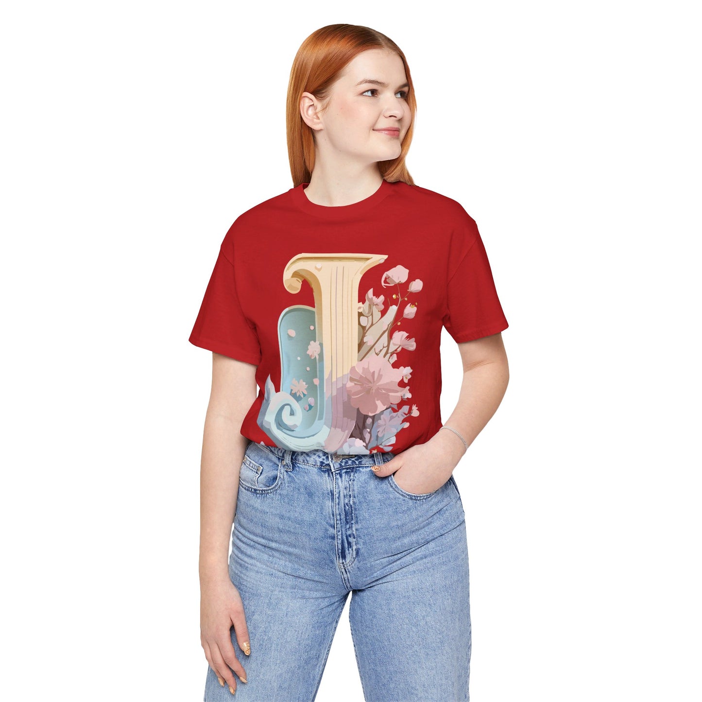 Natural Cotton Tee Shirt - Letters Collection - J Printify