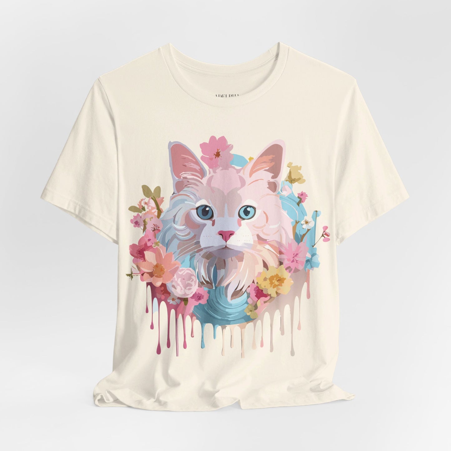 Natural Cotton Tee Shirt with Cat Printify