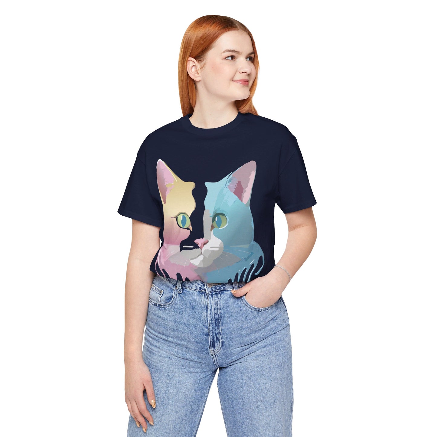 Natural Cotton Tee Shirt with Cat Printify