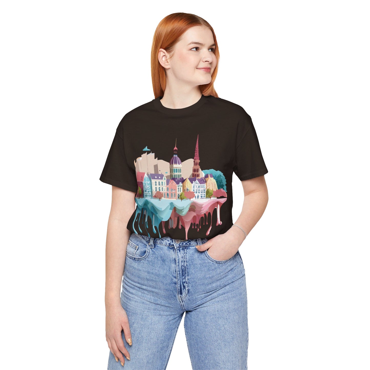 Natural Cotton Tee Shirt - Beautiful Places Collection - Warnemünde and Rostock - Germany Printify