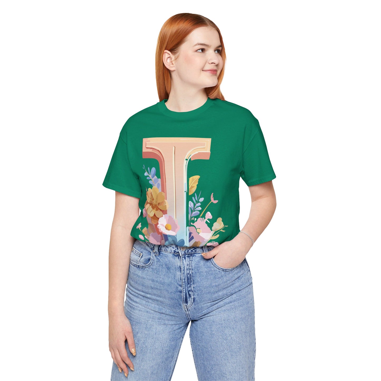 Natural Cotton Tee Shirt - Letters Collection - I Printify