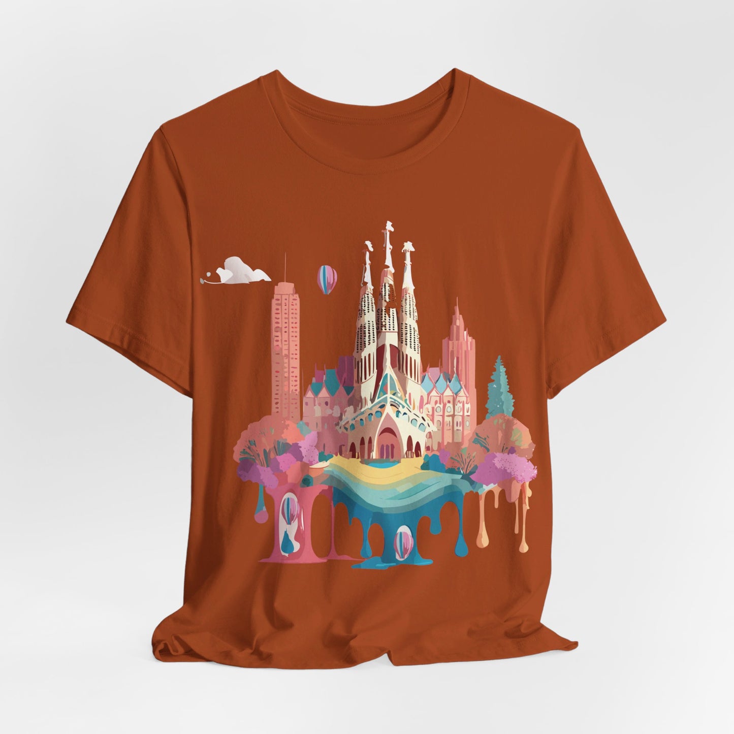 Natural Cotton Tee Shirt - Beautiful Places Collection - Barcelona Printify