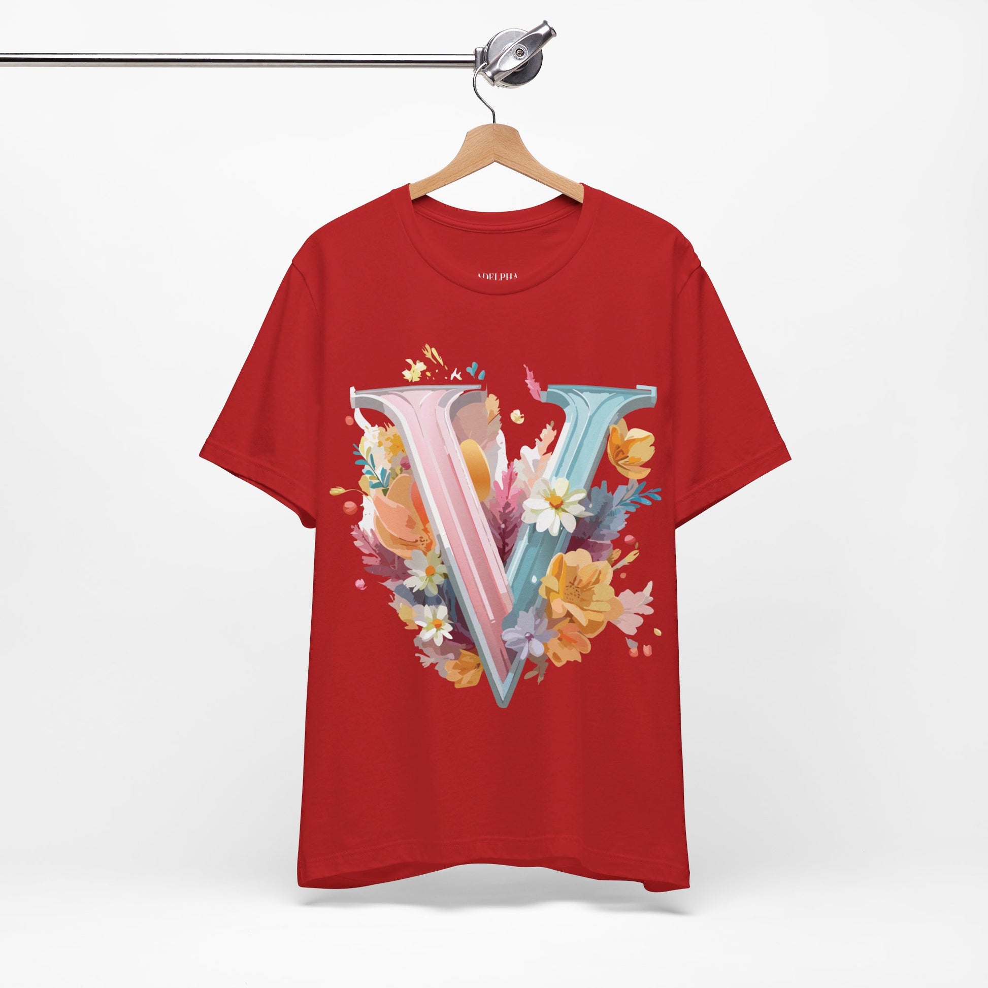 Natural Cotton Tee Shirt - Letters Collection - V Printify