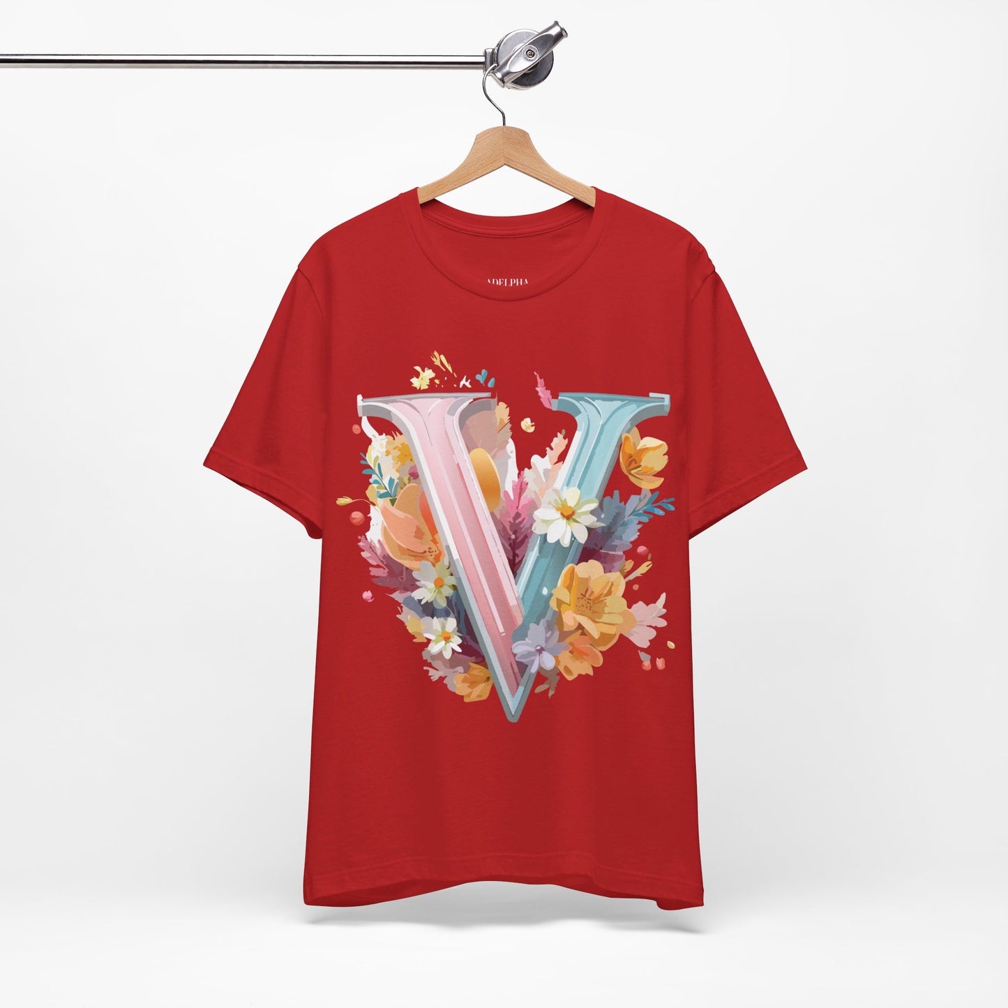 Natural Cotton Tee Shirt - Letters Collection - V Printify