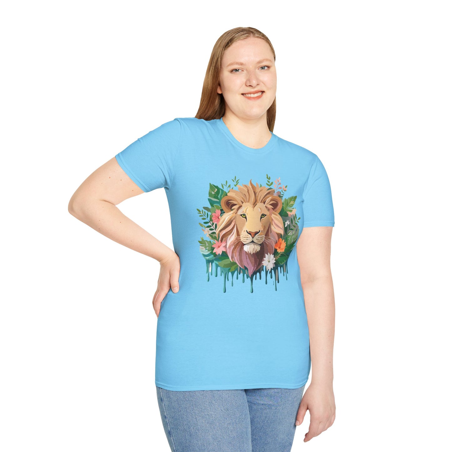 Lion Shirt, Shirt with Lion, Floral Lion Tee, Shirt with Animals
