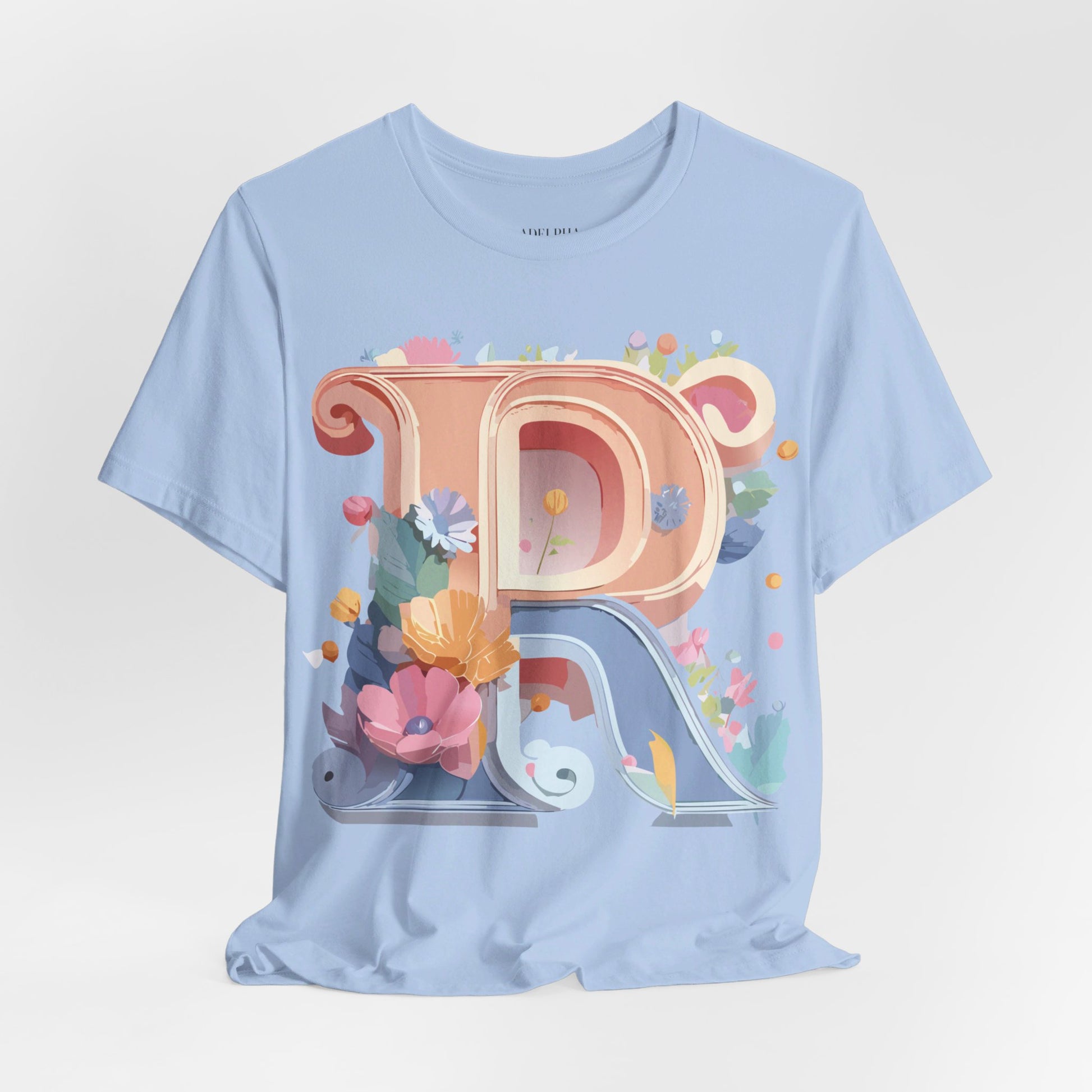 Natural Cotton Tee Shirt - Letters Collection - R Printify