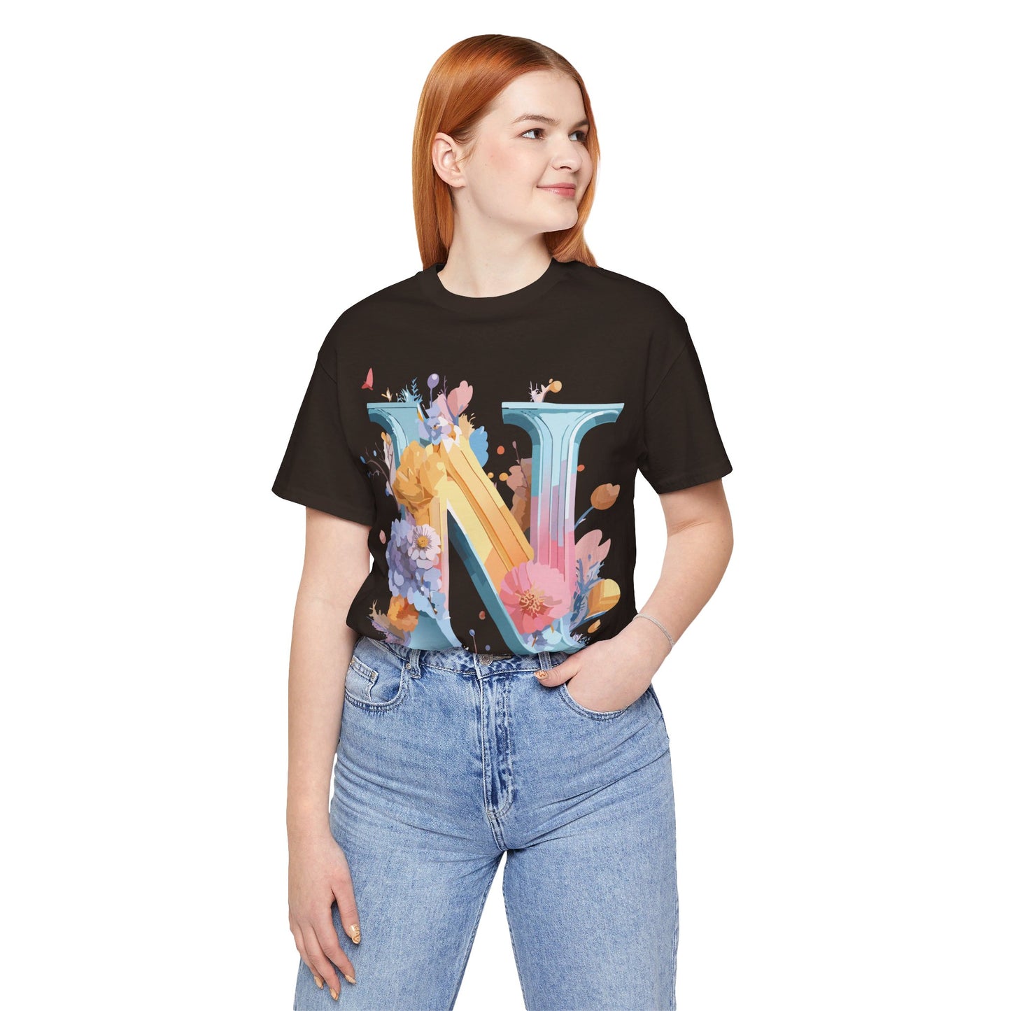 Natural Cotton Tee Shirt - Letters Collection - N Printify