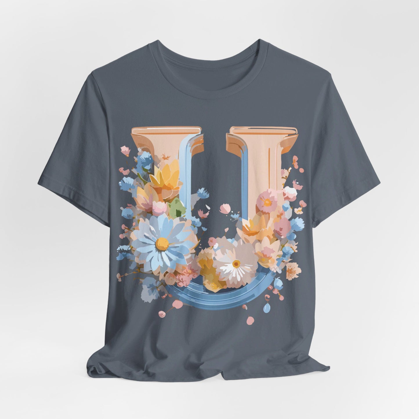 Natural Cotton Tee Shirt - Letters Collection - U Printify