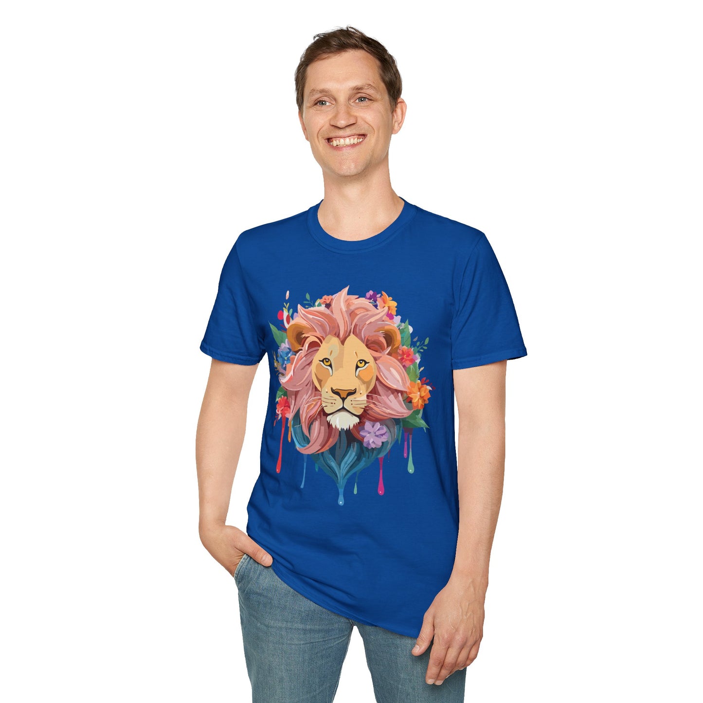 Lion Shirt, Shirt with Lion, Floral Lion Tee, Shirt with Animals