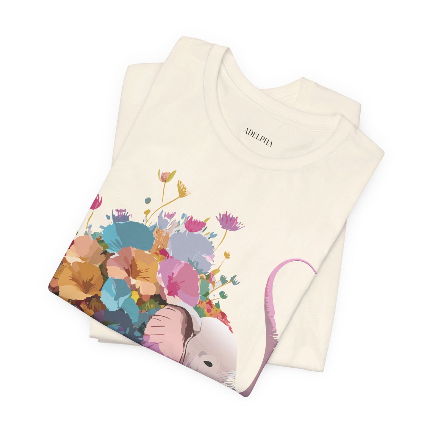 Natural Cotton Tee Shirt with Elephant Printify