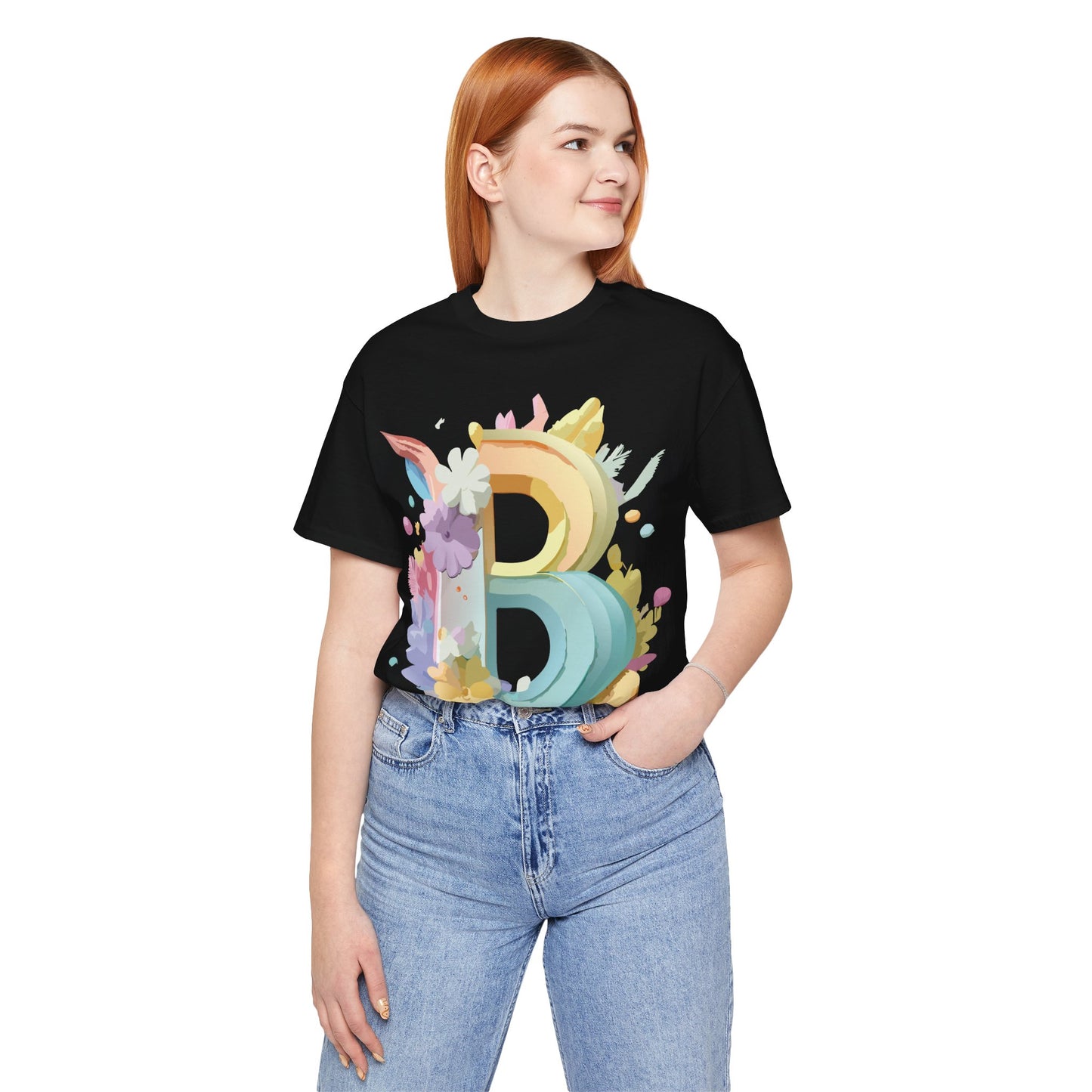 Natural Cotton Tee Shirt - Letters Collection - B Printify