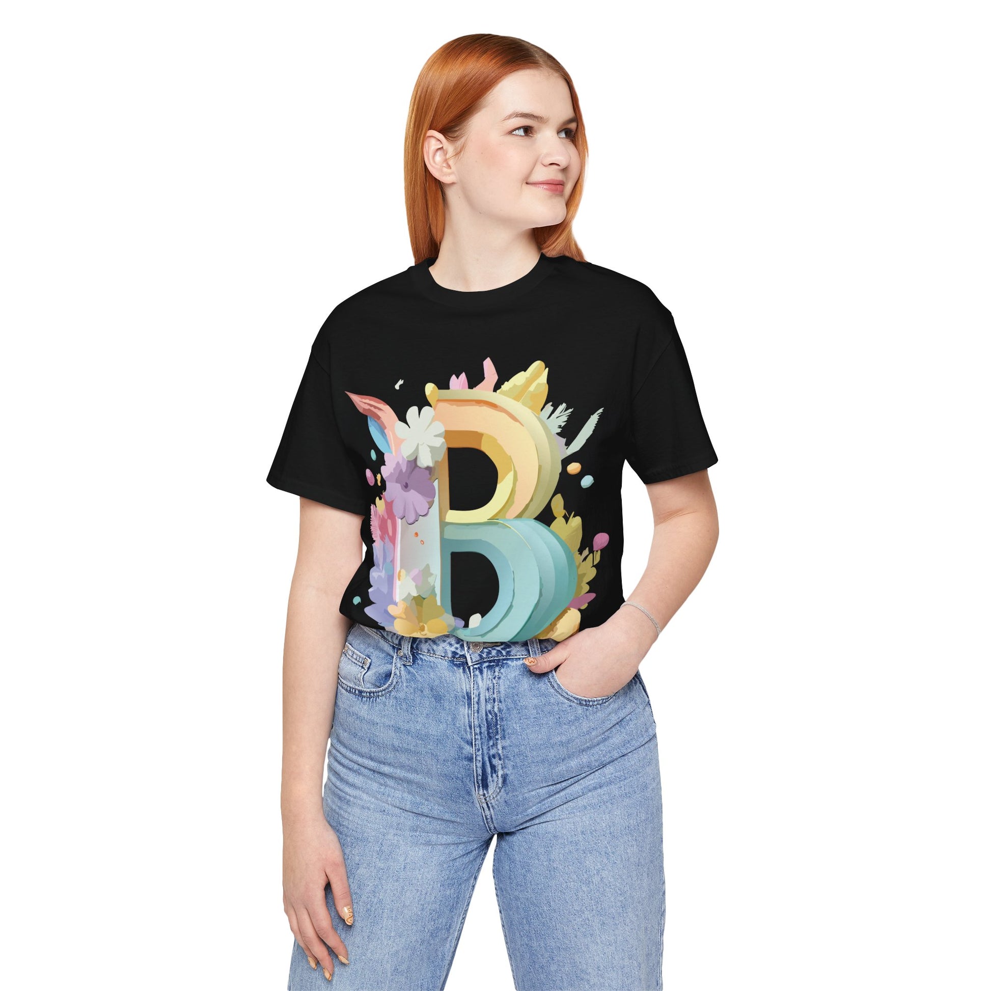 Natural Cotton Tee Shirt - Letters Collection - B Printify