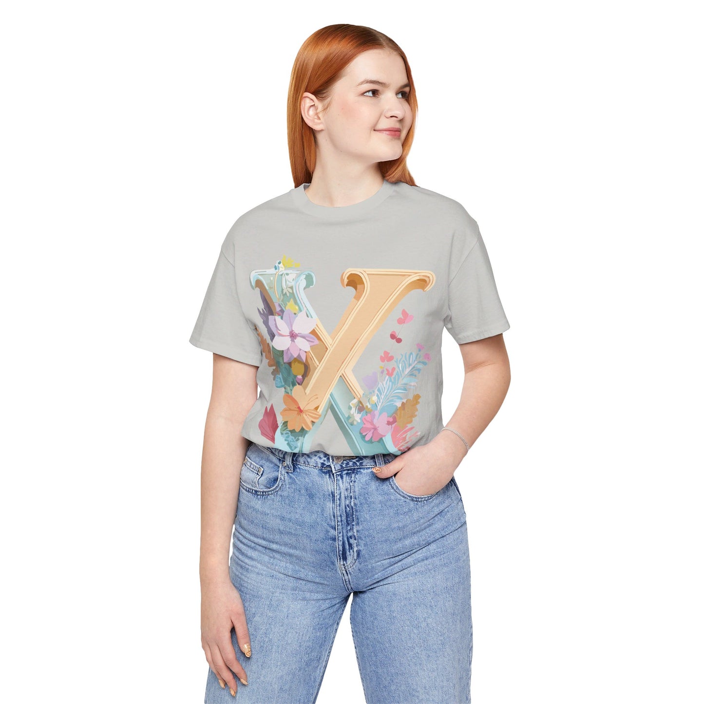 Natural Cotton Tee Shirt - Letters Collection - X Printify