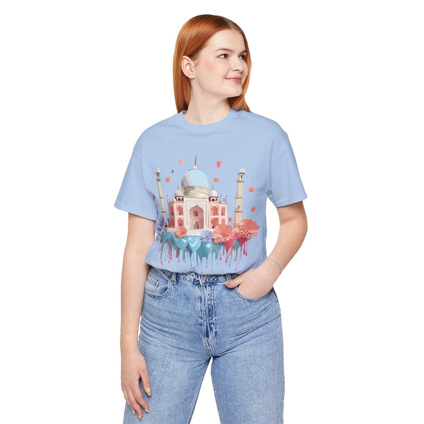 Natural Cotton Tee Shirt - Taj Mahal, India Printify